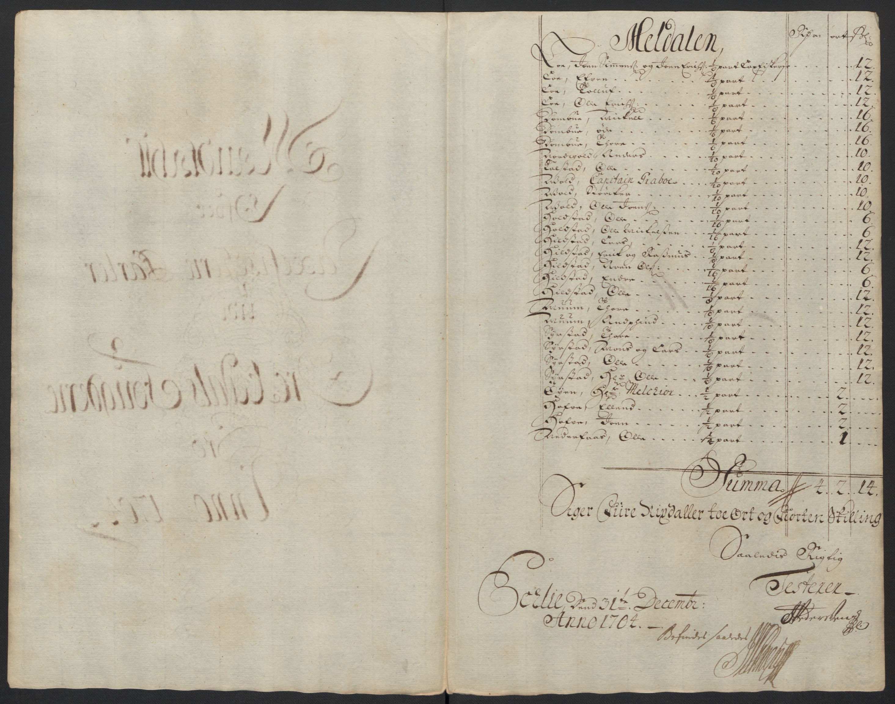 Rentekammeret inntil 1814, Reviderte regnskaper, Fogderegnskap, RA/EA-4092/R60/L3954: Fogderegnskap Orkdal og Gauldal, 1704, p. 109