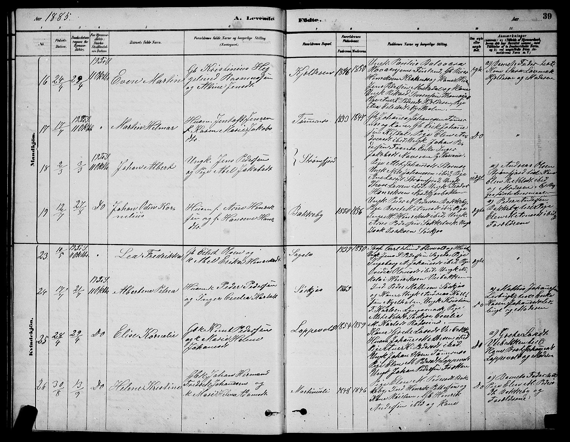 Skjervøy sokneprestkontor, AV/SATØ-S-1300/H/Ha/Hab/L0020klokker: Parish register (copy) no. 20, 1878-1892, p. 39