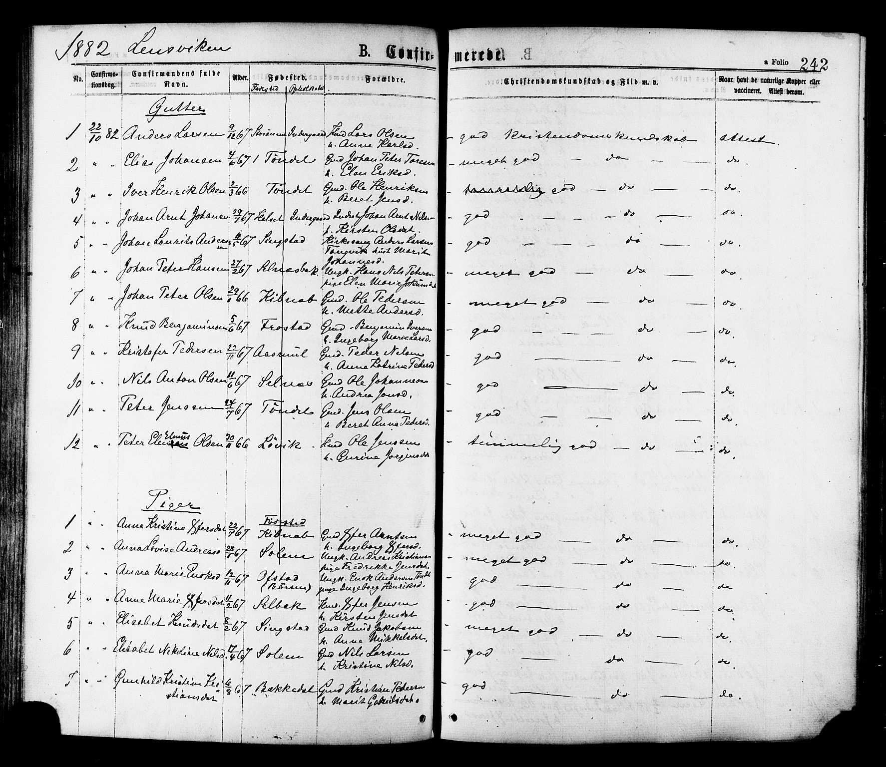 Ministerialprotokoller, klokkerbøker og fødselsregistre - Sør-Trøndelag, SAT/A-1456/646/L0613: Parish register (official) no. 646A11, 1870-1884, p. 242