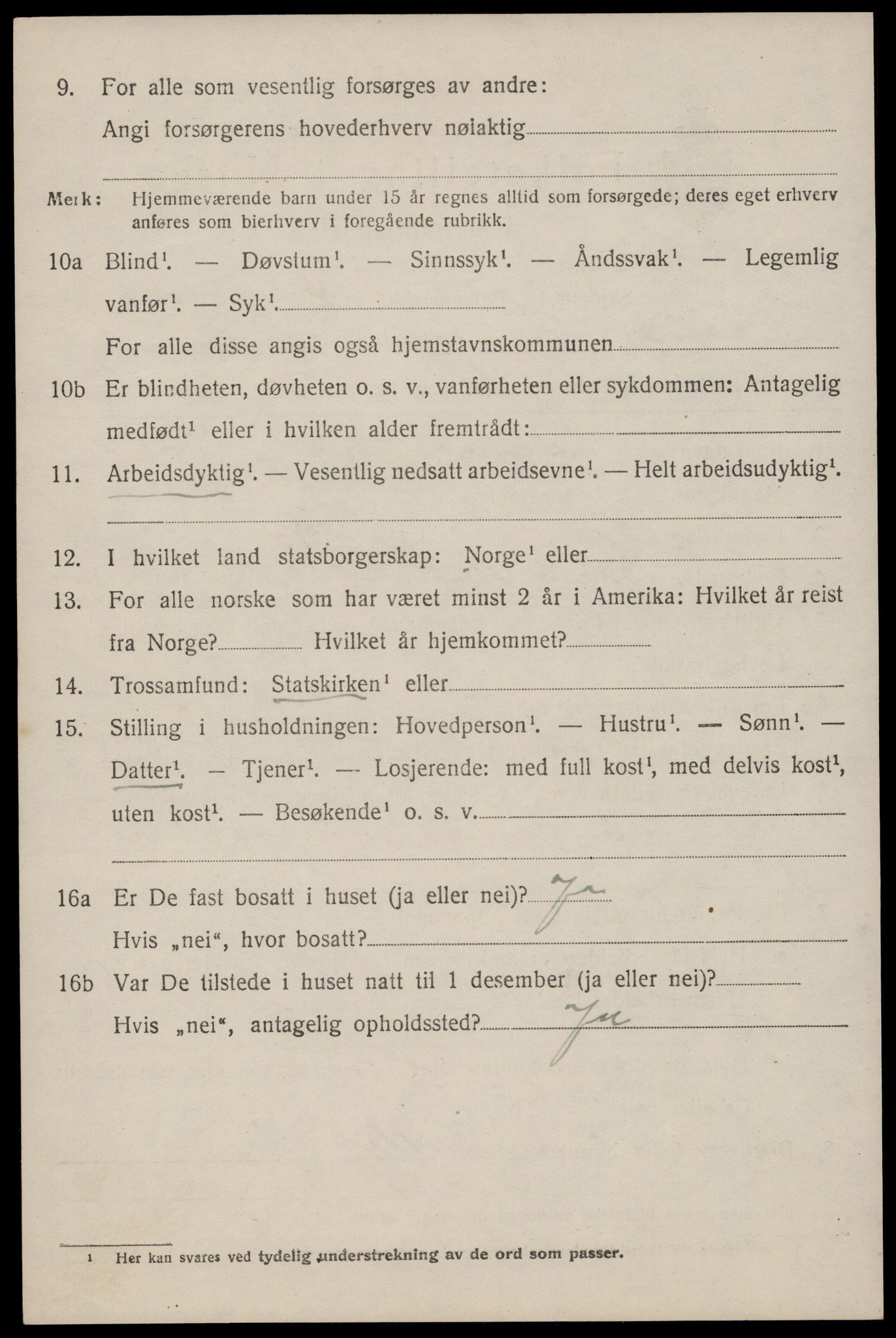 SAST, 1920 census for Klepp, 1920, p. 2911