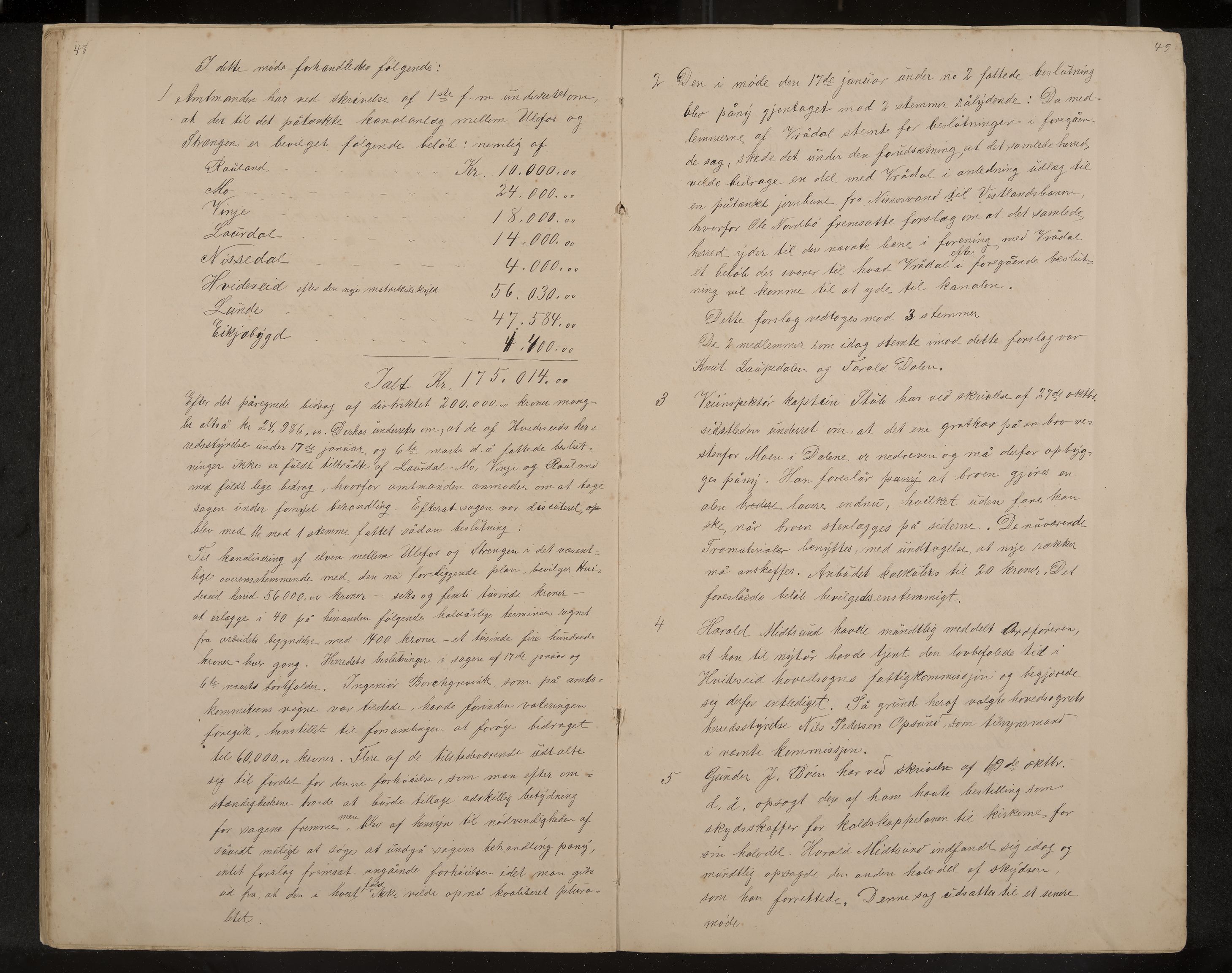 Kviteseid formannskap og sentraladministrasjon, IKAK/0829021/A/Aa/L0041: Utskrift av møtebok, 1882-1884, p. 48-49