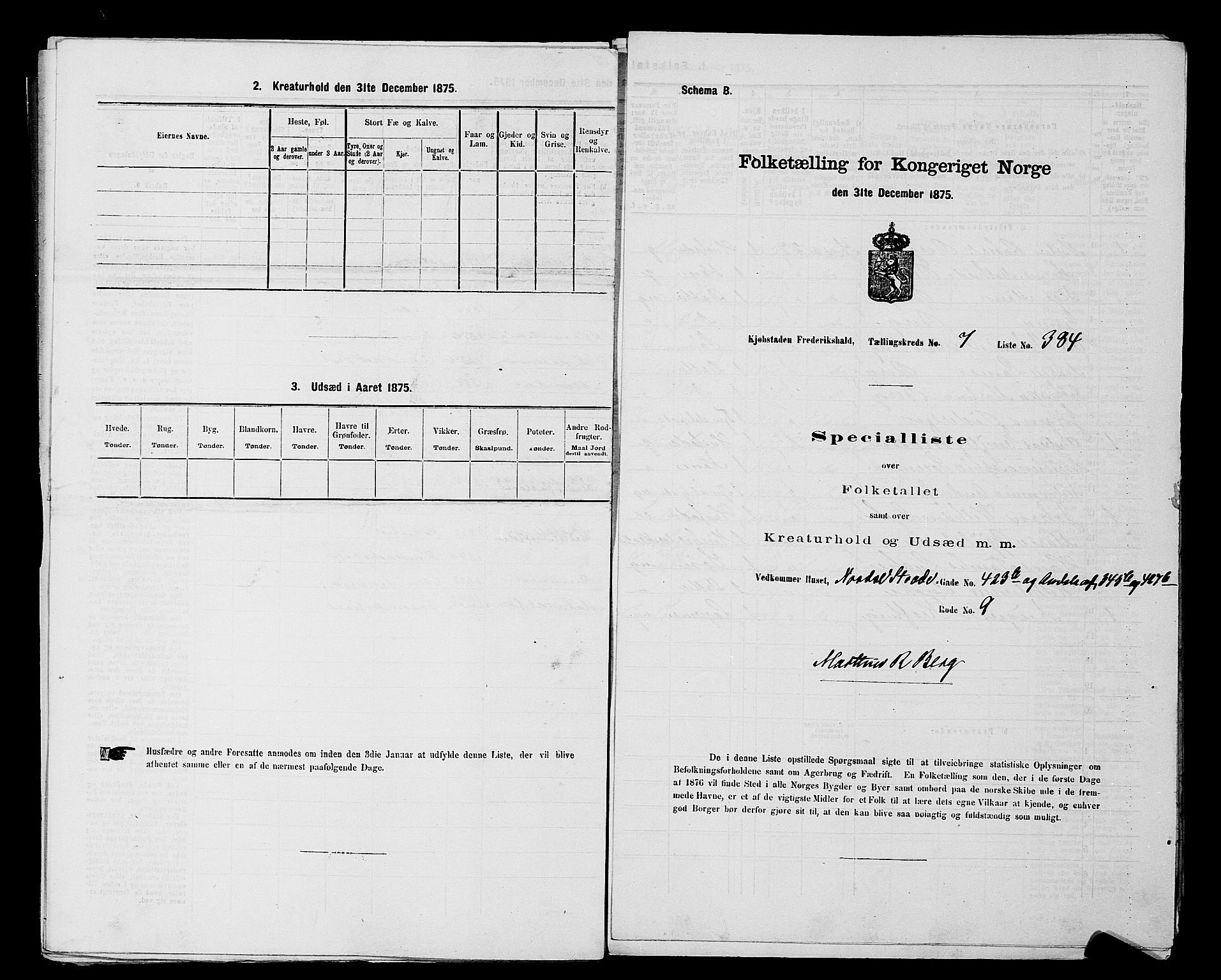 RA, 1875 census for 0101P Fredrikshald, 1875, p. 941