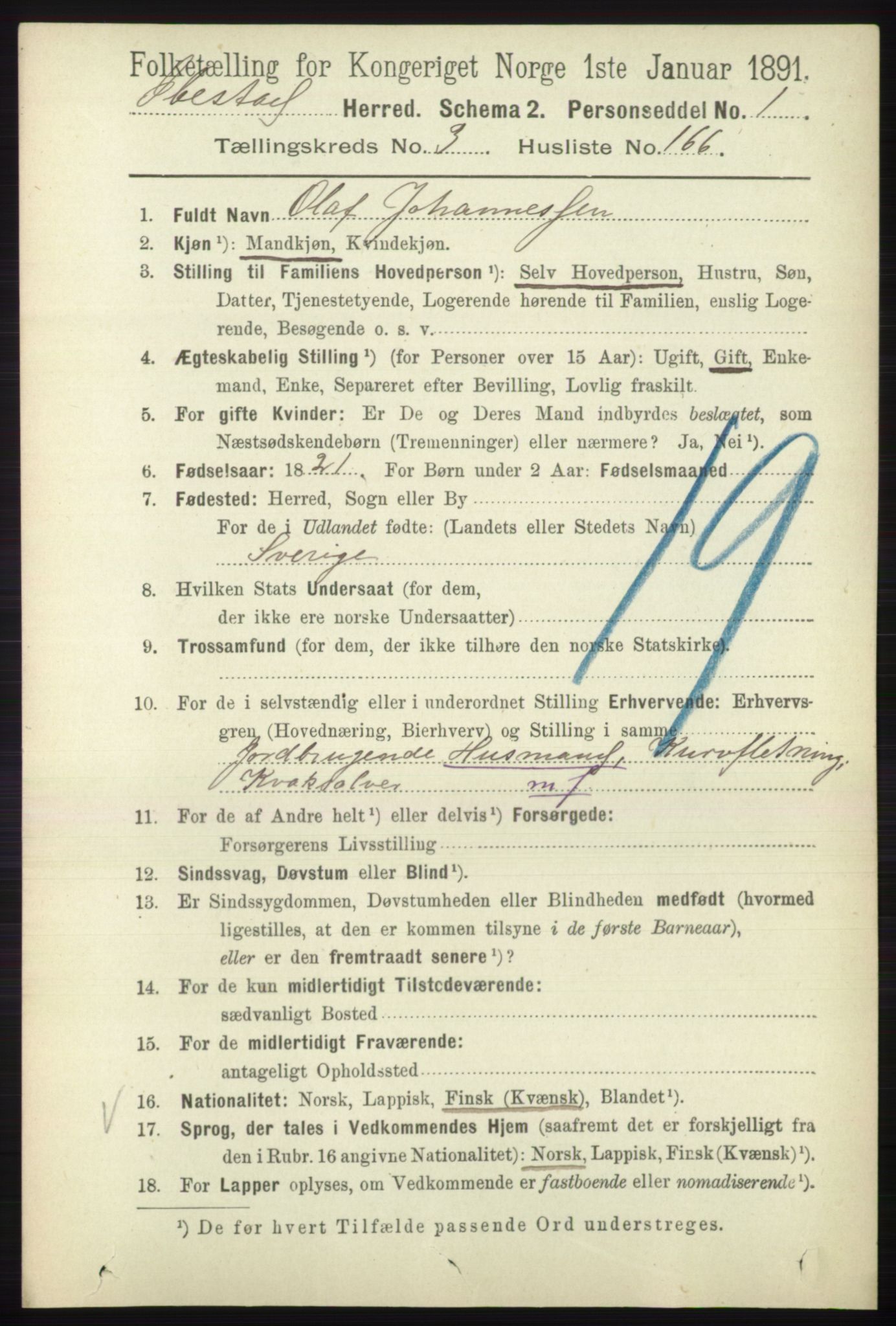 RA, 1891 census for 1917 Ibestad, 1891, p. 2827