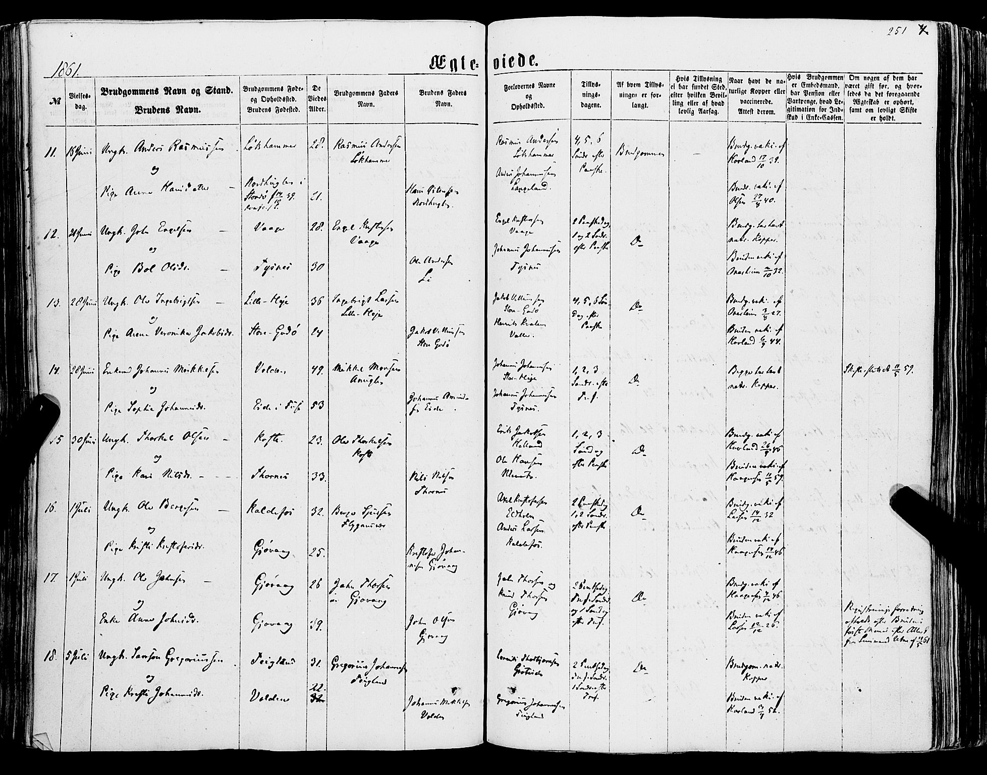 Tysnes sokneprestembete, AV/SAB-A-78601/H/Haa: Parish register (official) no. A 11, 1860-1871, p. 251