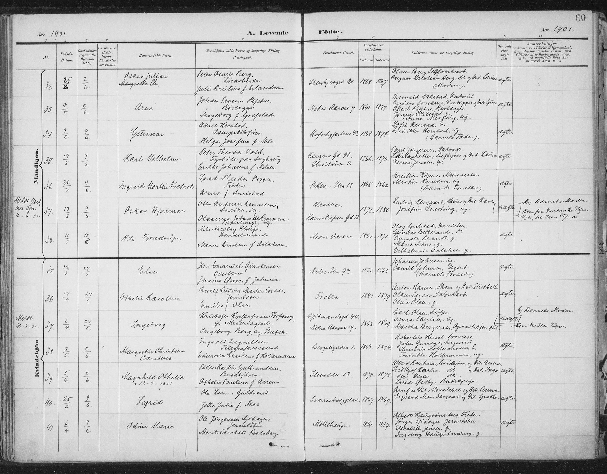 Ministerialprotokoller, klokkerbøker og fødselsregistre - Sør-Trøndelag, SAT/A-1456/603/L0167: Parish register (official) no. 603A06, 1896-1932, p. 60
