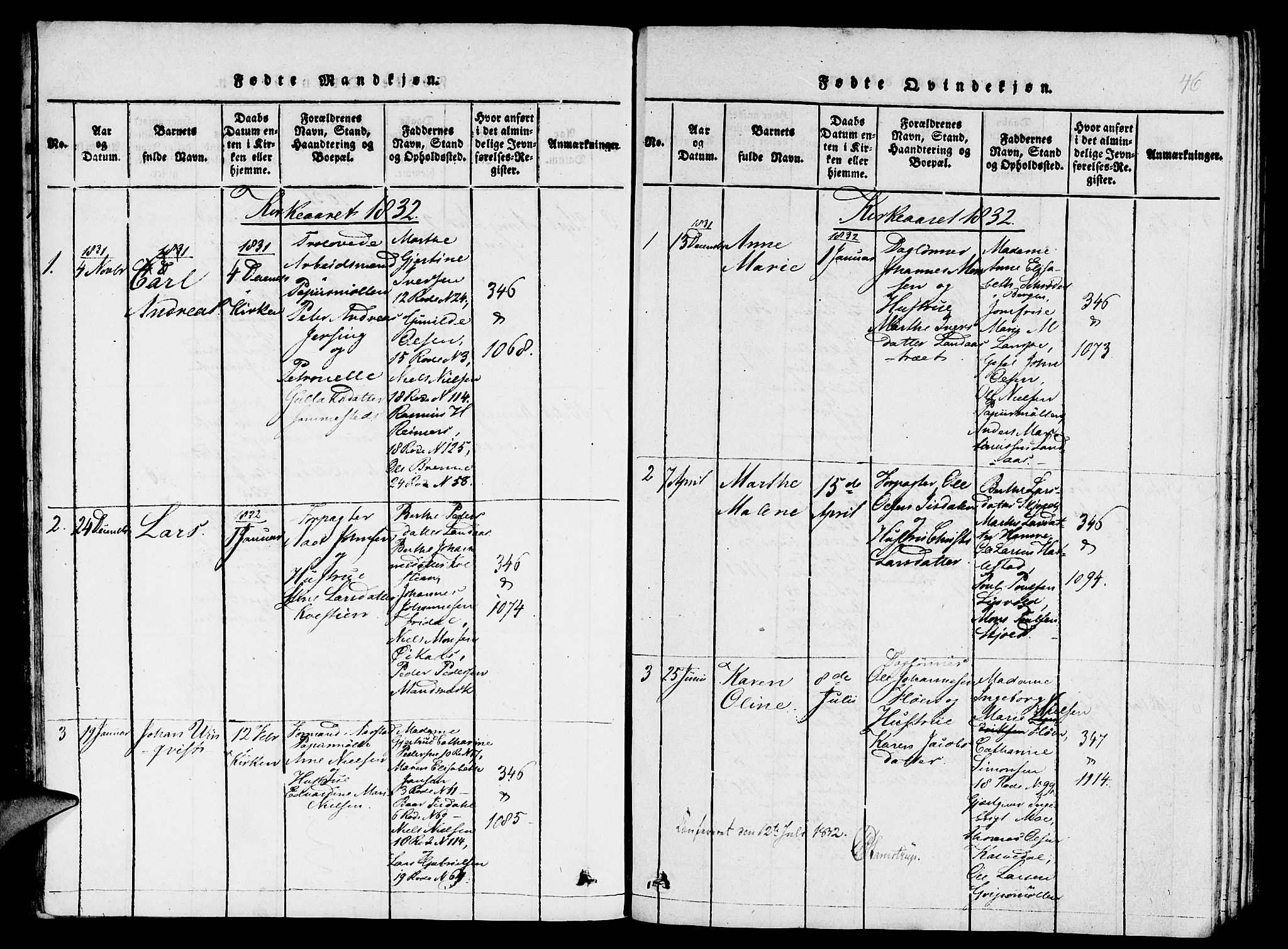 St. Jørgens hospital og Årstad sokneprestembete, AV/SAB-A-99934: Parish register (copy) no. A 1, 1816-1843, p. 47