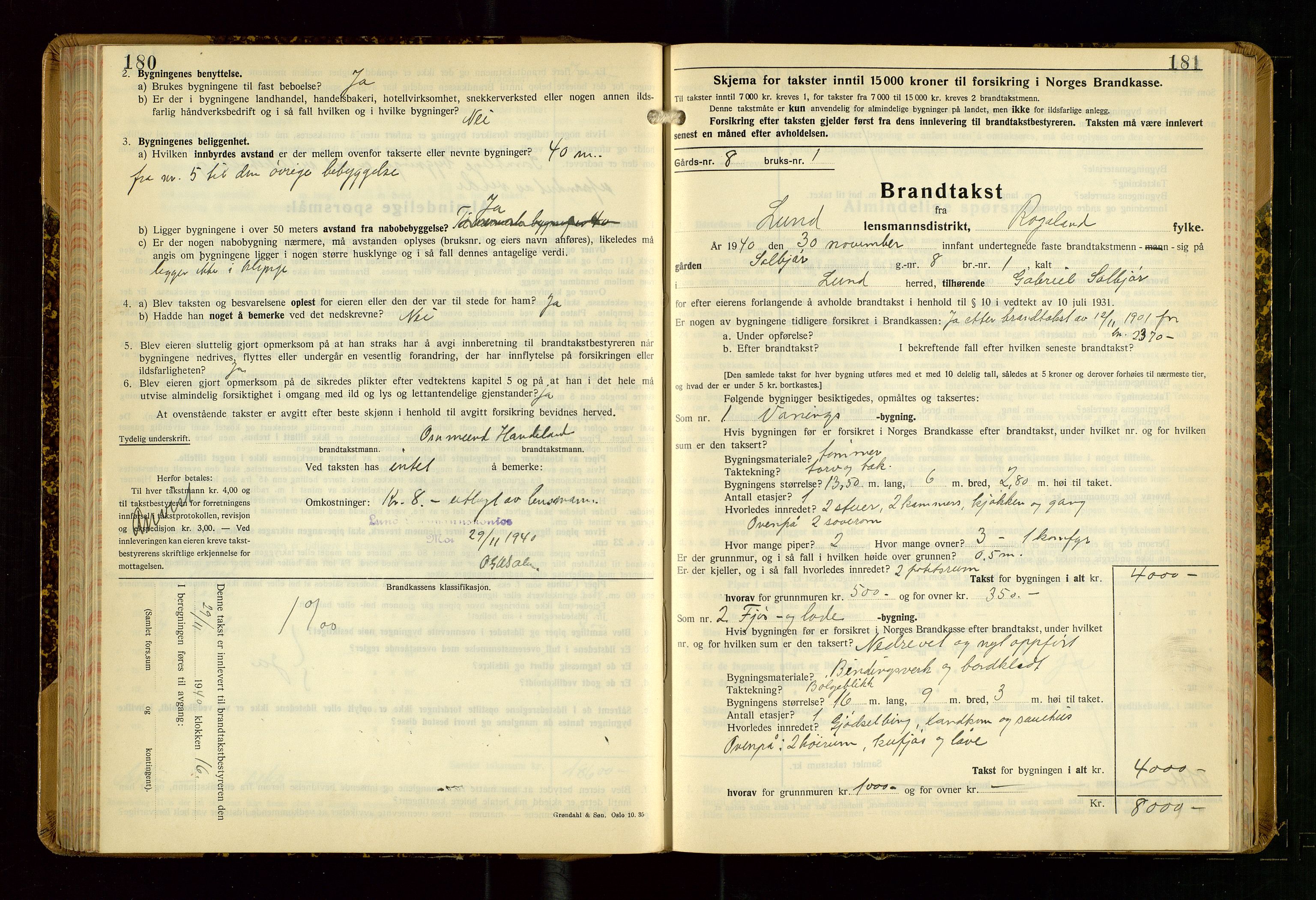 Lund lensmannskontor, SAST/A-100303/Gob/L0006: "Brandtakstprotokoll", 1938-1951, p. 180-181