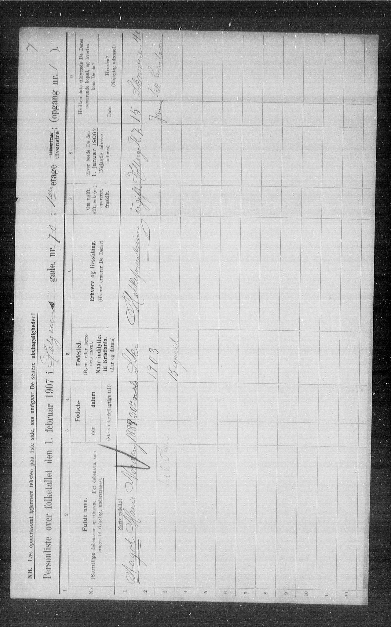 OBA, Municipal Census 1907 for Kristiania, 1907, p. 19816