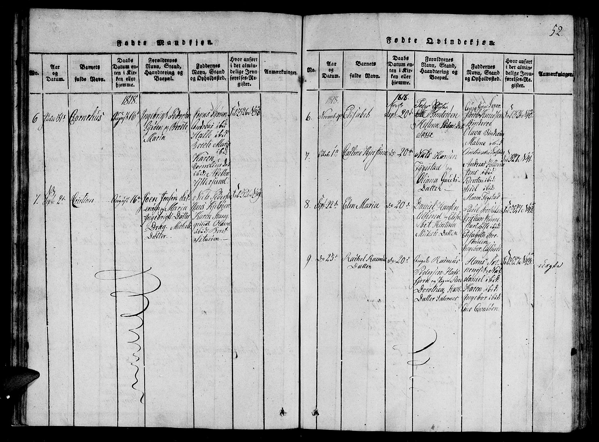 Ministerialprotokoller, klokkerbøker og fødselsregistre - Nord-Trøndelag, SAT/A-1458/784/L0667: Parish register (official) no. 784A03 /2, 1818-1829, p. 52