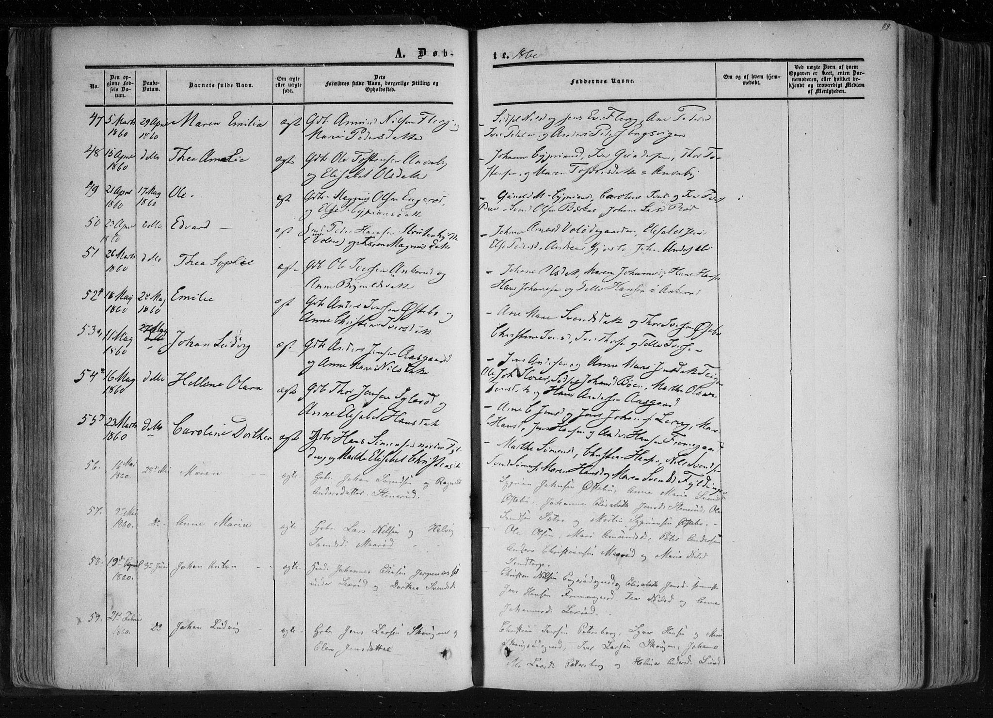 Aremark prestekontor Kirkebøker, AV/SAO-A-10899/F/Fc/L0003: Parish register (official) no. III 3, 1850-1865, p. 89