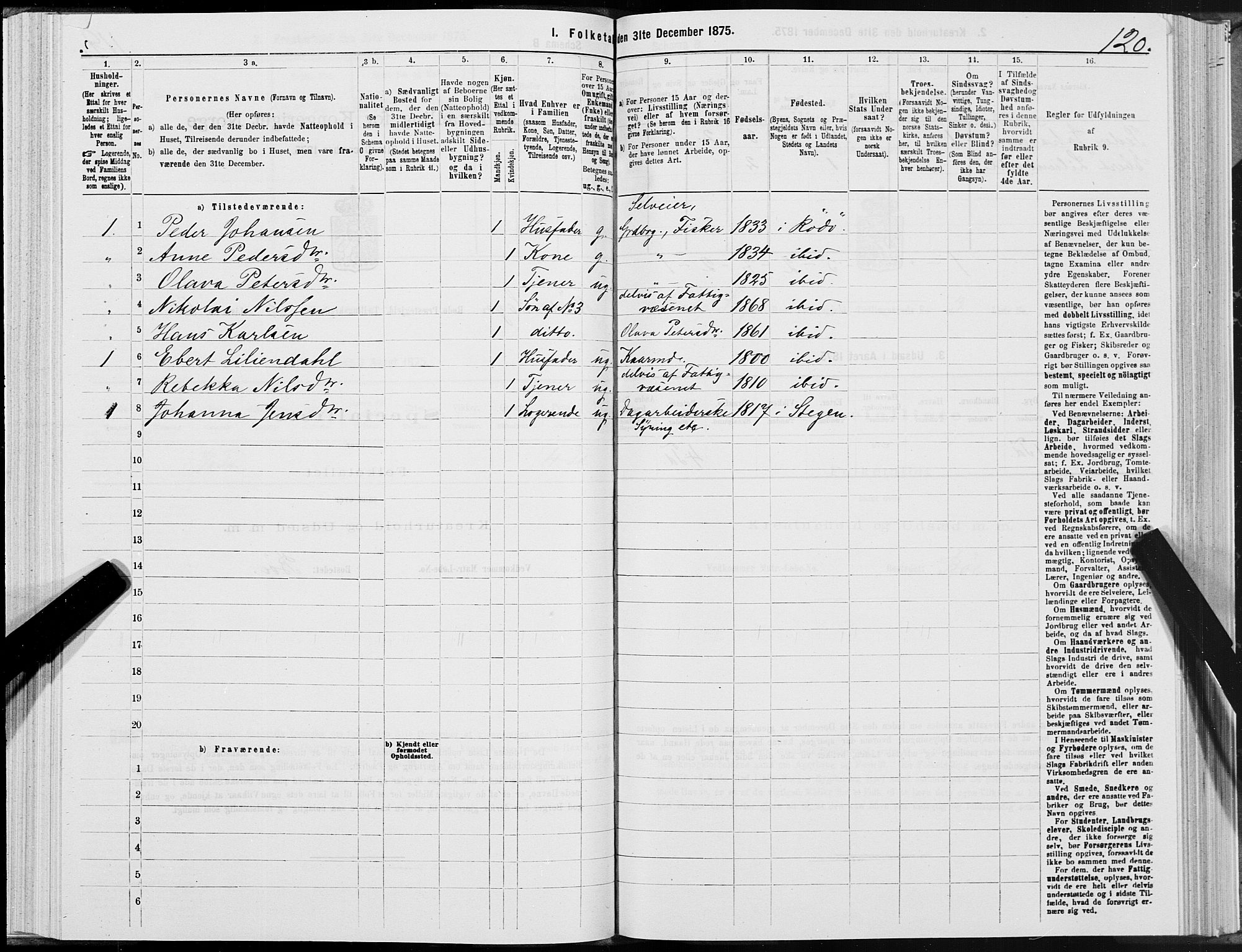 SAT, 1875 census for 1836P Rødøy, 1875, p. 2120