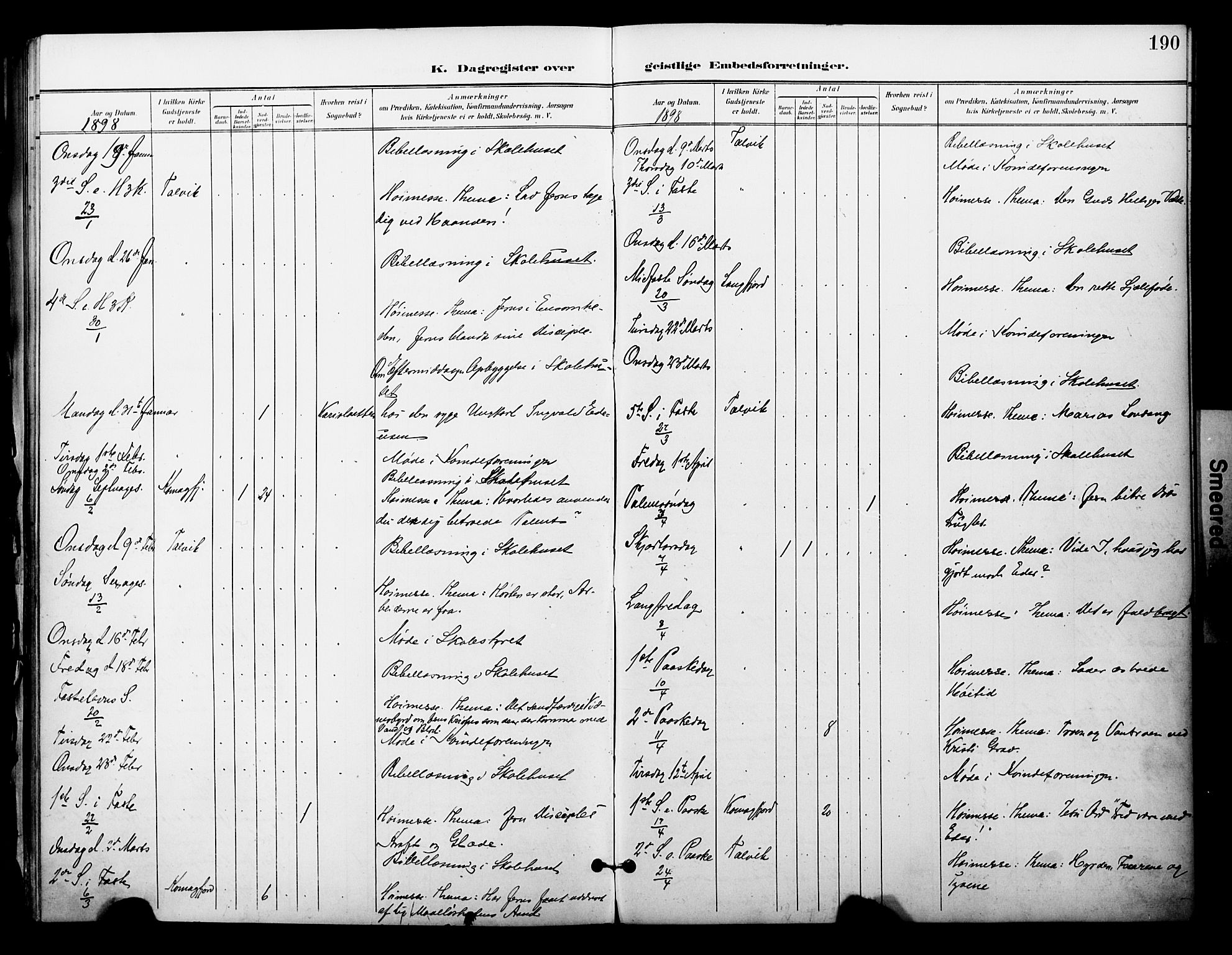 Talvik sokneprestkontor, SATØ/S-1337/H/Ha/L0014kirke: Parish register (official) no. 14, 1897-1905, p. 190