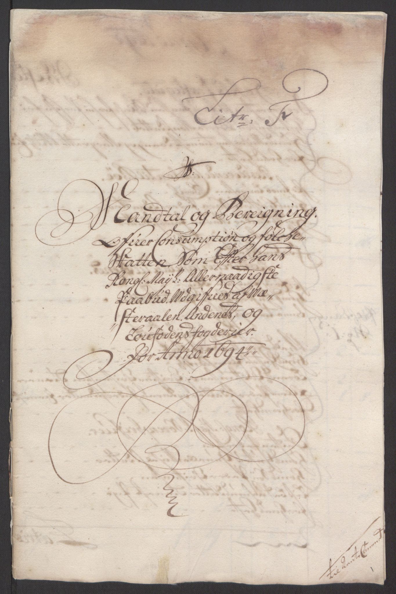Rentekammeret inntil 1814, Reviderte regnskaper, Fogderegnskap, RA/EA-4092/R67/L4677: Fogderegnskap Vesterålen, Andenes og Lofoten, 1694-1695, p. 83