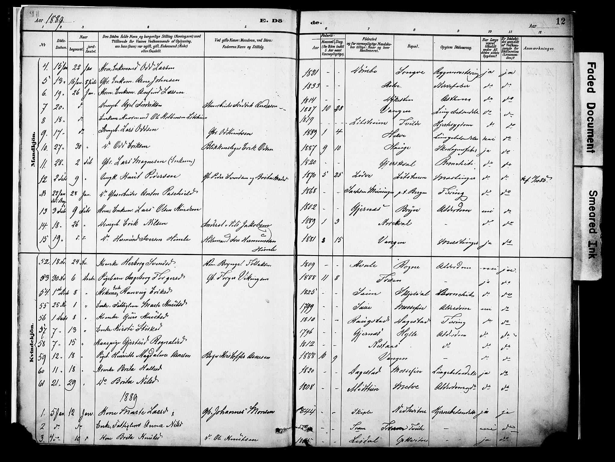 Voss sokneprestembete, AV/SAB-A-79001/H/Haa: Parish register (official) no. A 22, 1887-1909, p. 12