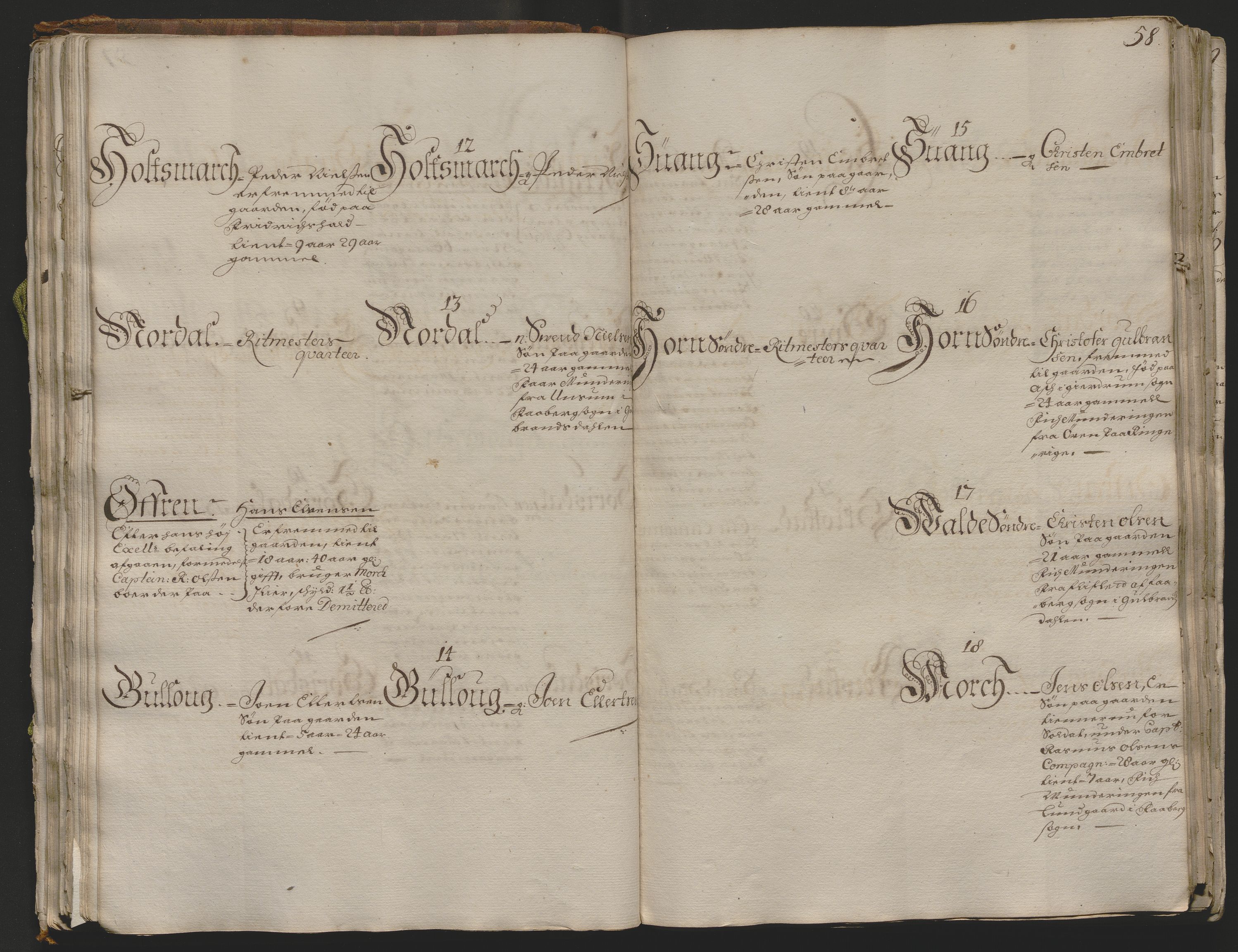 Rentekammeret inntil 1814, Realistisk ordnet avdeling, AV/RA-EA-4070/Ok/L0013: [Ff 19]: Generalhovedrulle over kavaleriet og dragonene i Norge, 1690-1691, p. 57b-58a