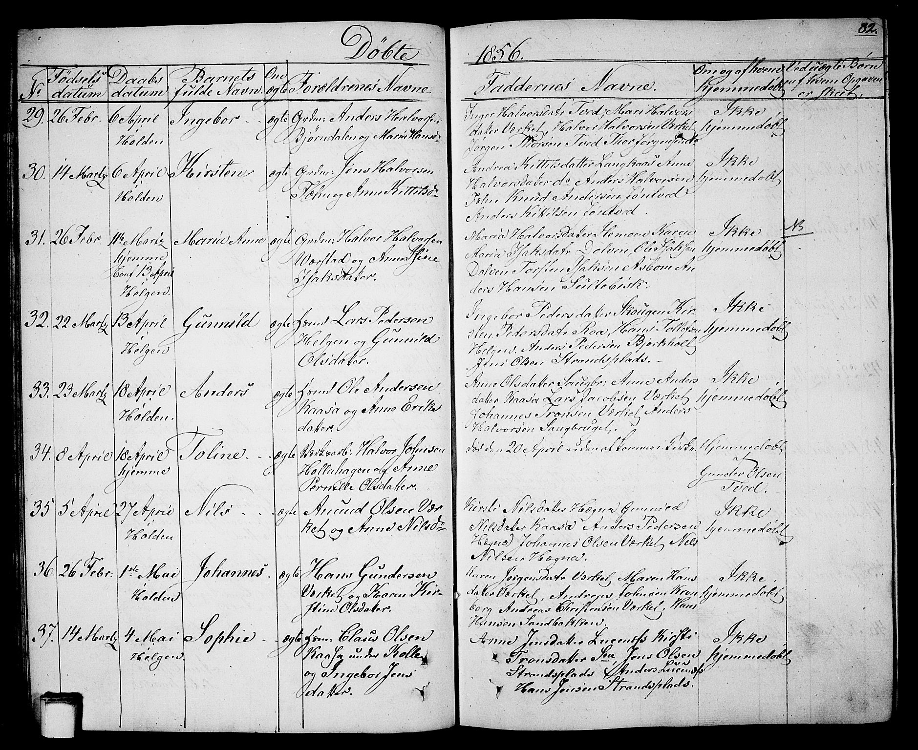 Holla kirkebøker, AV/SAKO-A-272/G/Ga/L0003: Parish register (copy) no. I 3, 1849-1866, p. 82