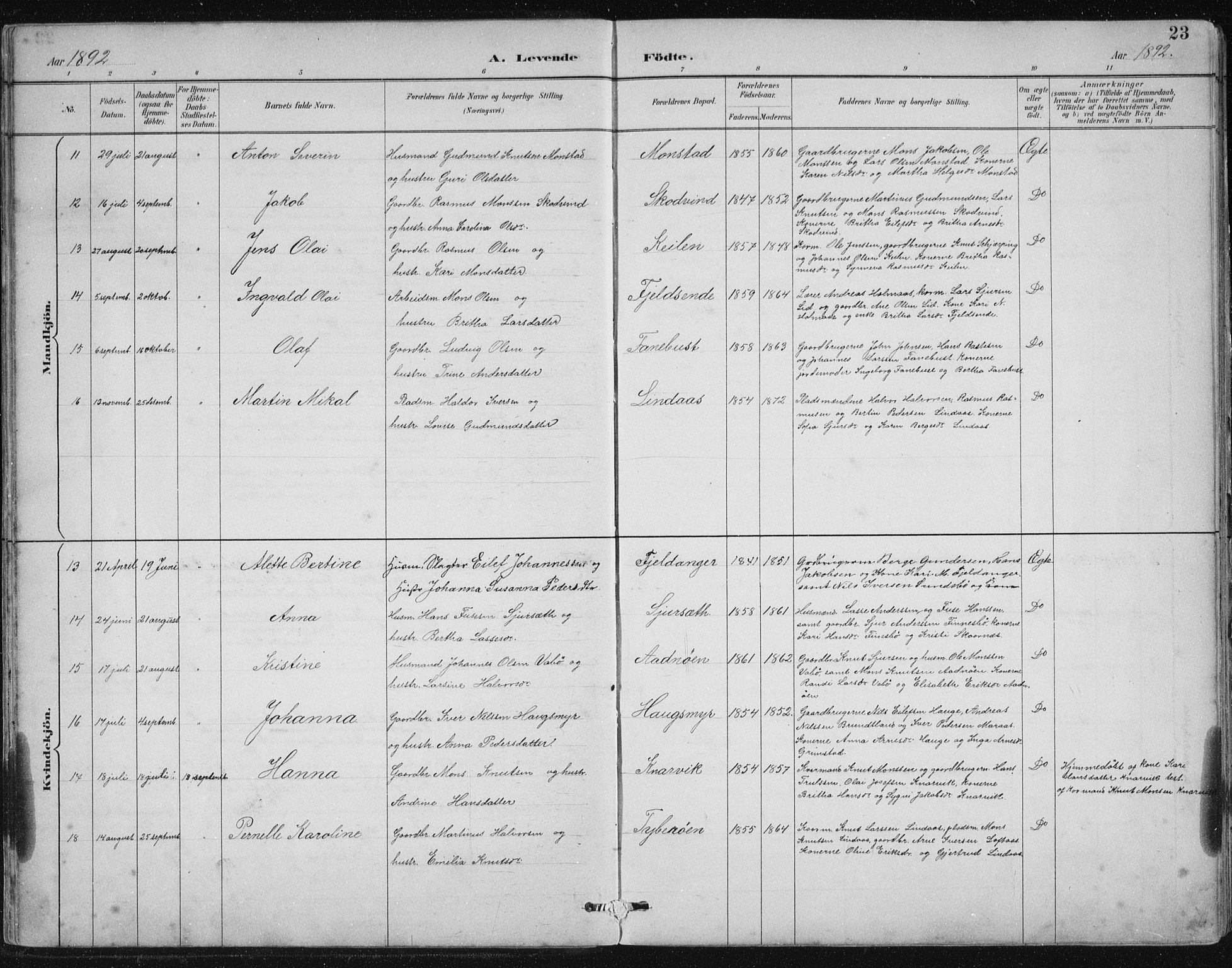 Lindås Sokneprestembete, SAB/A-76701/H/Hab: Parish register (copy) no. B 3, 1886-1914, p. 23