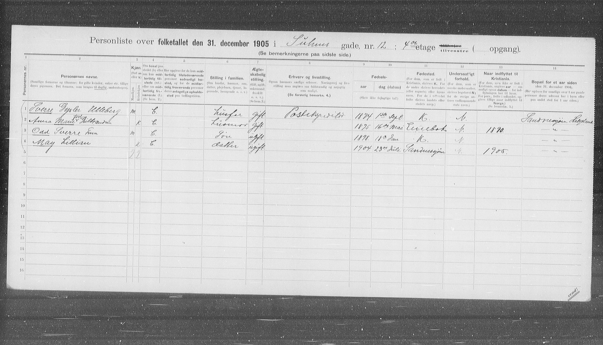 OBA, Municipal Census 1905 for Kristiania, 1905, p. 54776