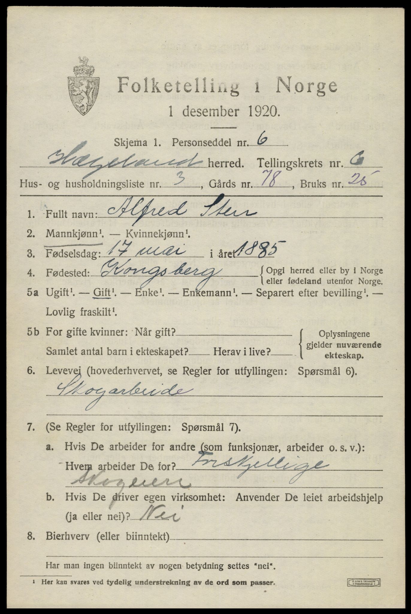 SAK, 1920 census for Hægeland, 1920, p. 2335