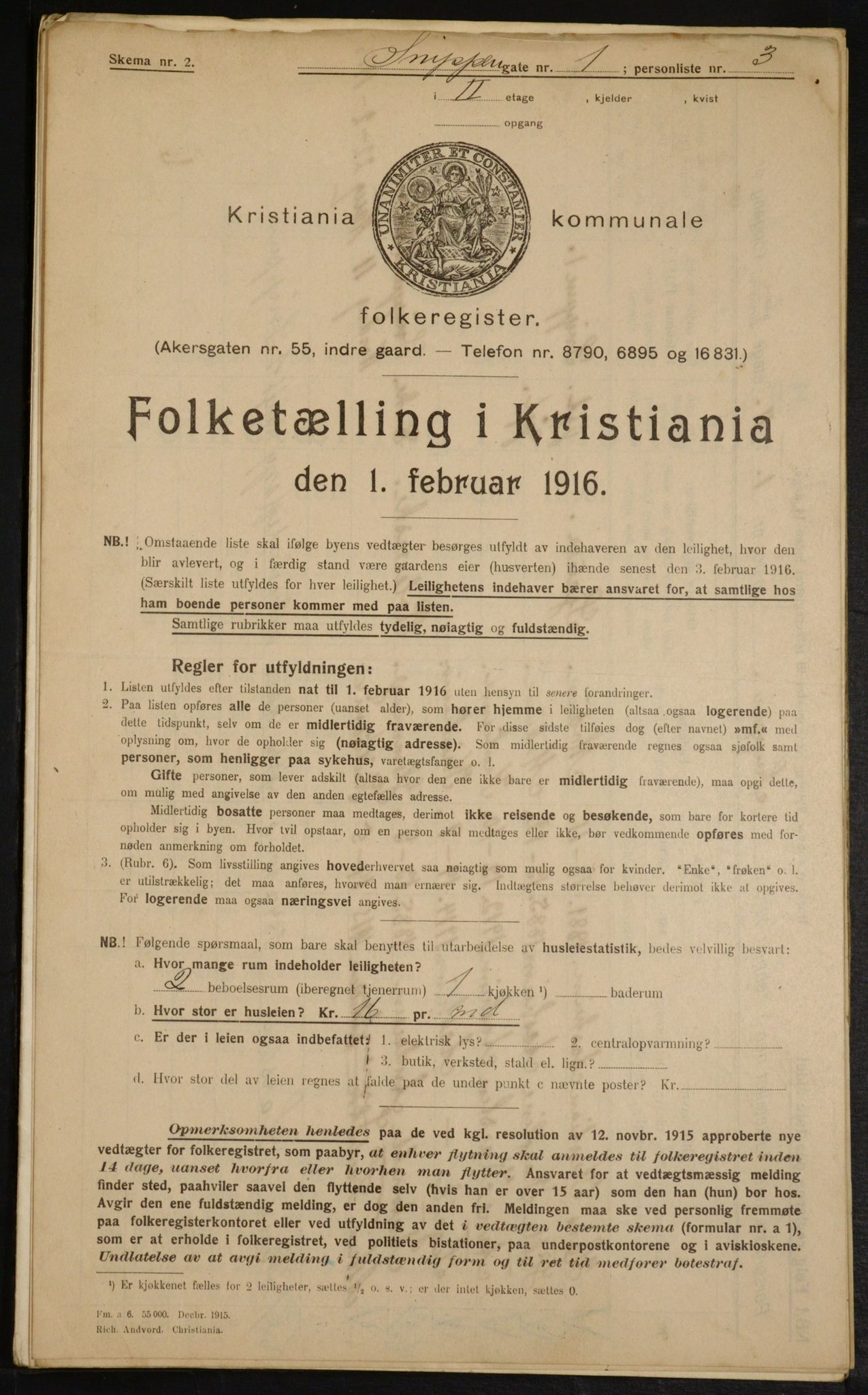 OBA, Municipal Census 1916 for Kristiania, 1916, p. 100450