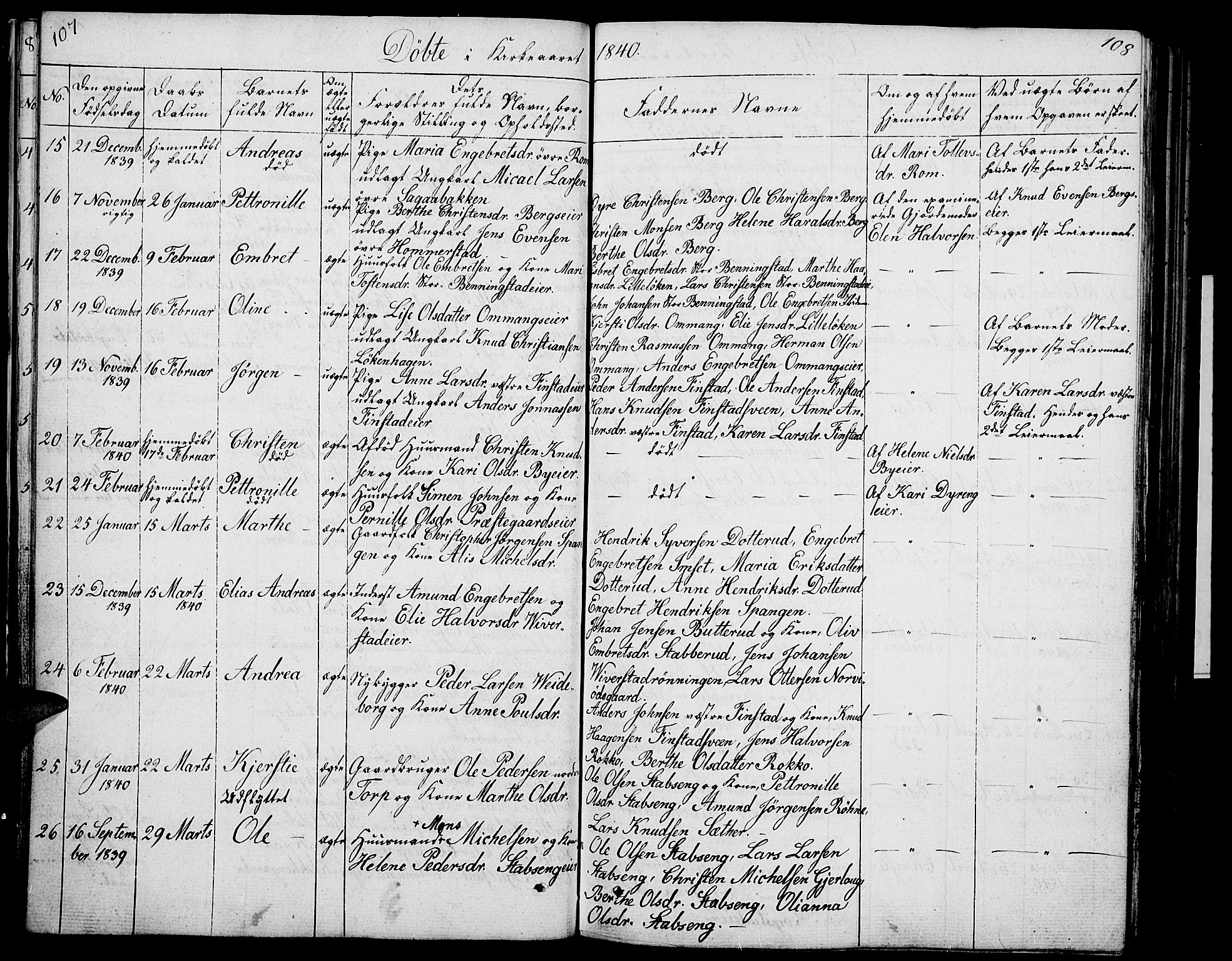 Løten prestekontor, AV/SAH-PREST-022/L/La/L0002: Parish register (copy) no. 2, 1832-1850, p. 107-108