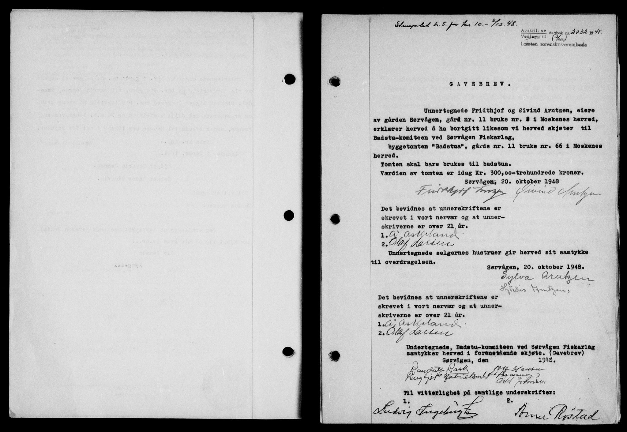 Lofoten sorenskriveri, SAT/A-0017/1/2/2C/L0020a: Mortgage book no. 20a, 1948-1949, Diary no: : 2732/1948