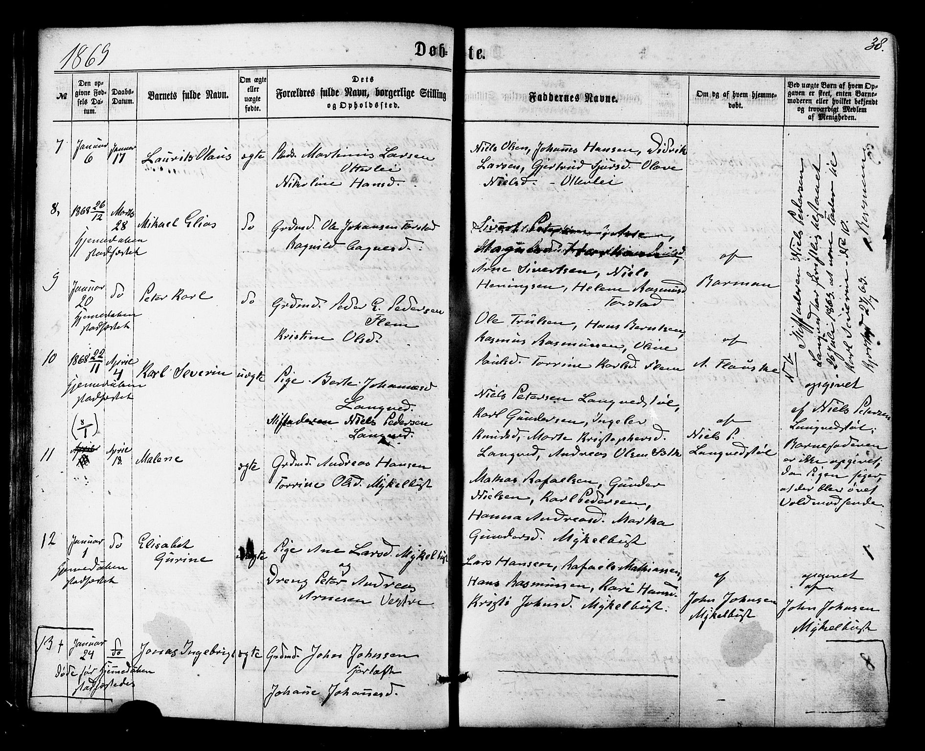 Ministerialprotokoller, klokkerbøker og fødselsregistre - Møre og Romsdal, SAT/A-1454/536/L0498: Parish register (official) no. 536A07, 1862-1875, p. 38