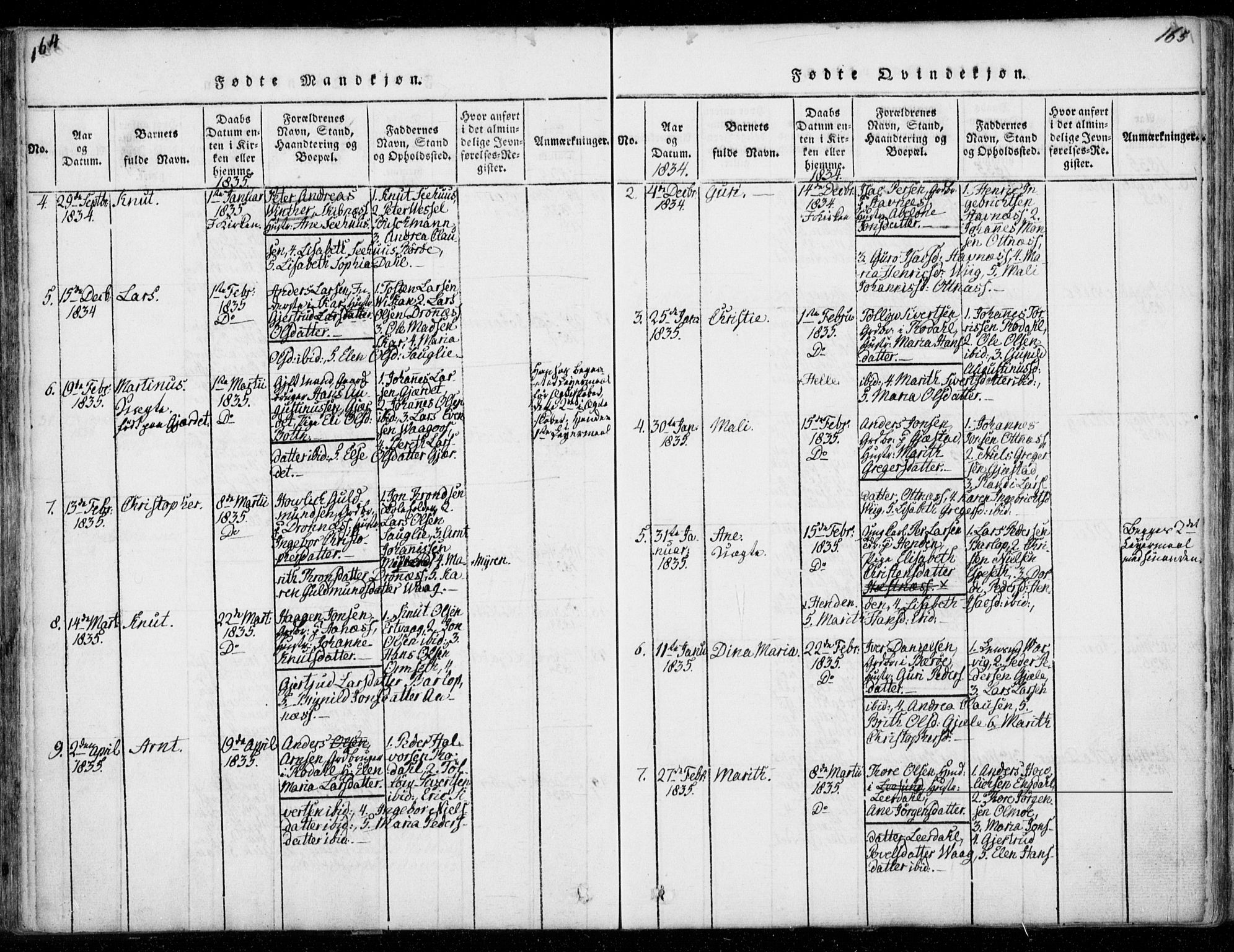 Ministerialprotokoller, klokkerbøker og fødselsregistre - Møre og Romsdal, AV/SAT-A-1454/578/L0903: Parish register (official) no. 578A02, 1819-1838, p. 164-165