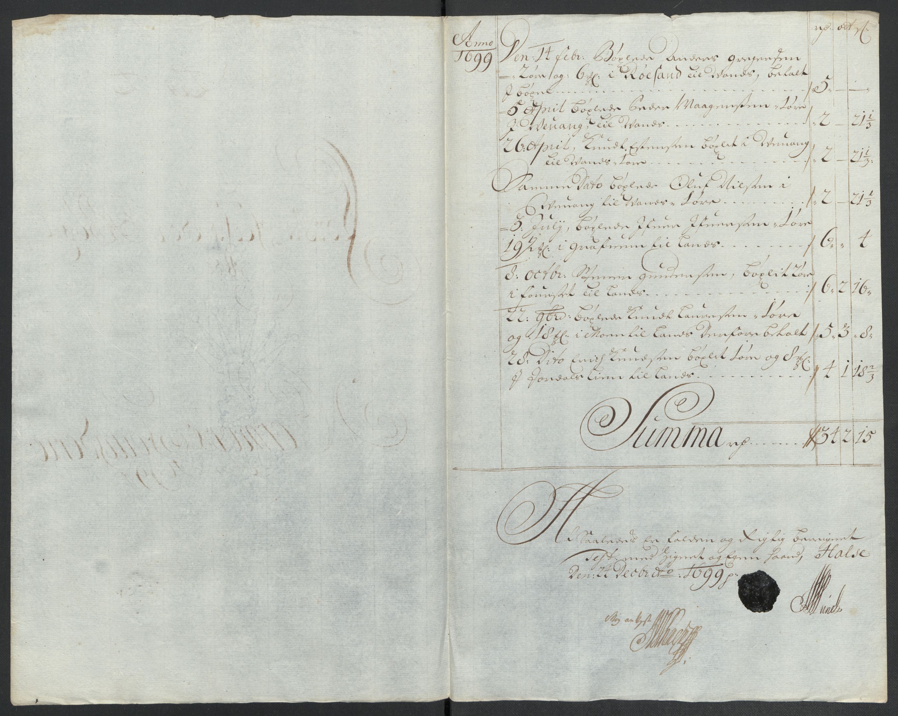 Rentekammeret inntil 1814, Reviderte regnskaper, Fogderegnskap, AV/RA-EA-4092/R56/L3738: Fogderegnskap Nordmøre, 1699, p. 99