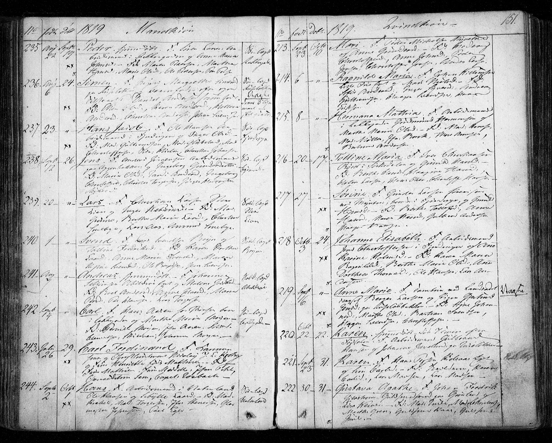 Aker prestekontor kirkebøker, AV/SAO-A-10861/F/L0011: Parish register (official) no. 11, 1810-1819, p. 151