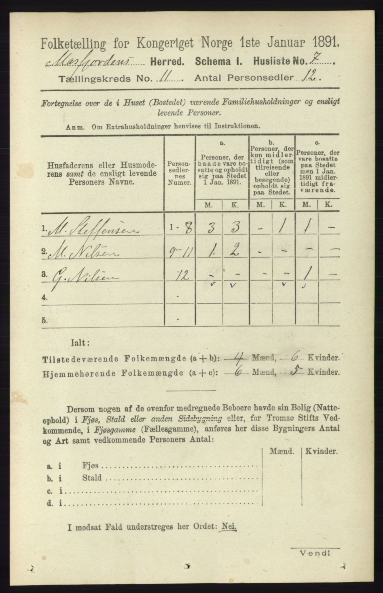 RA, 1891 census for 1266 Masfjorden, 1891, p. 2249