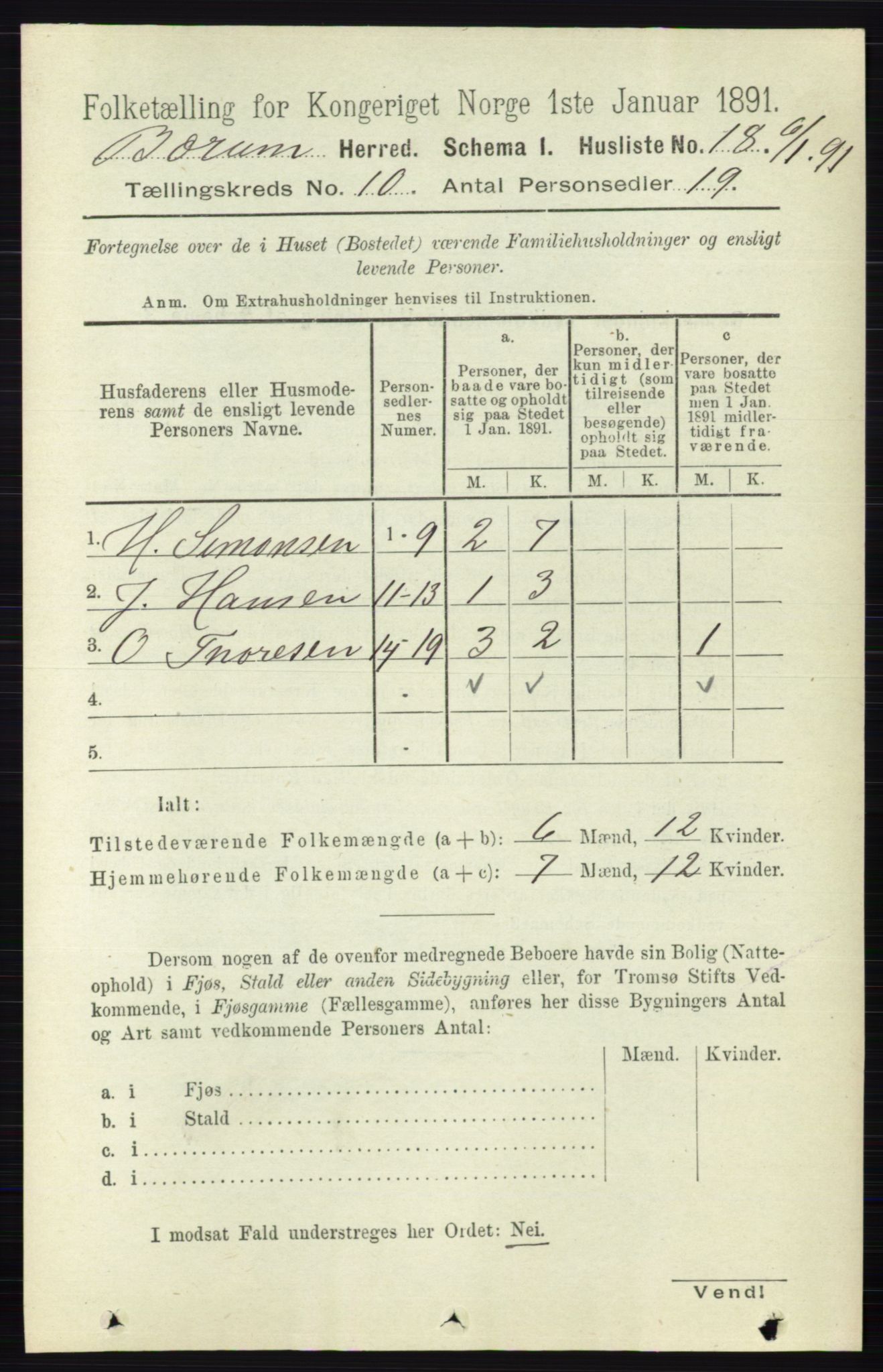 RA, 1891 census for 0219 Bærum, 1891, p. 6302