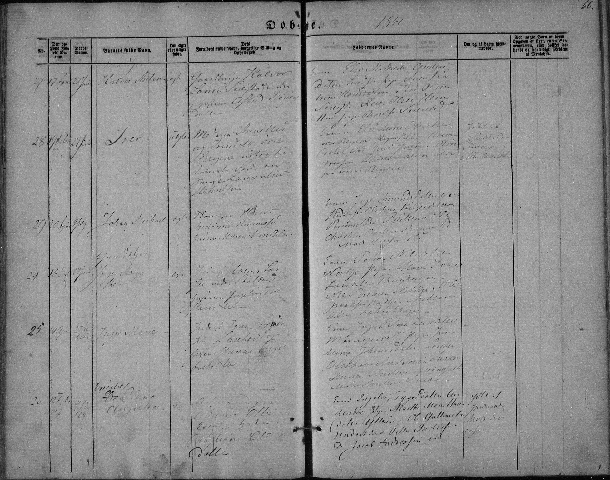 Hedrum kirkebøker, AV/SAKO-A-344/F/Fa/L0006: Parish register (official) no. I 6, 1849-1857, p. 66