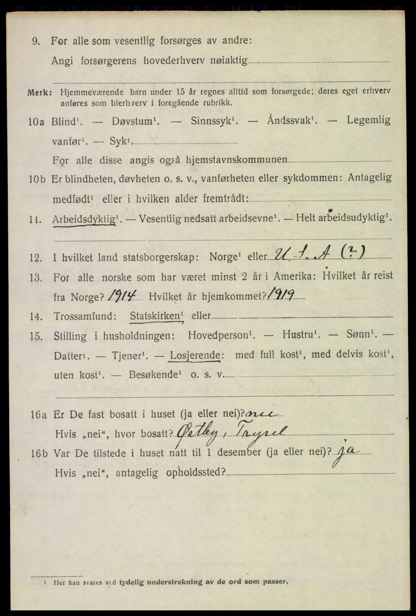 SAH, 1920 census for Trysil, 1920, p. 4524