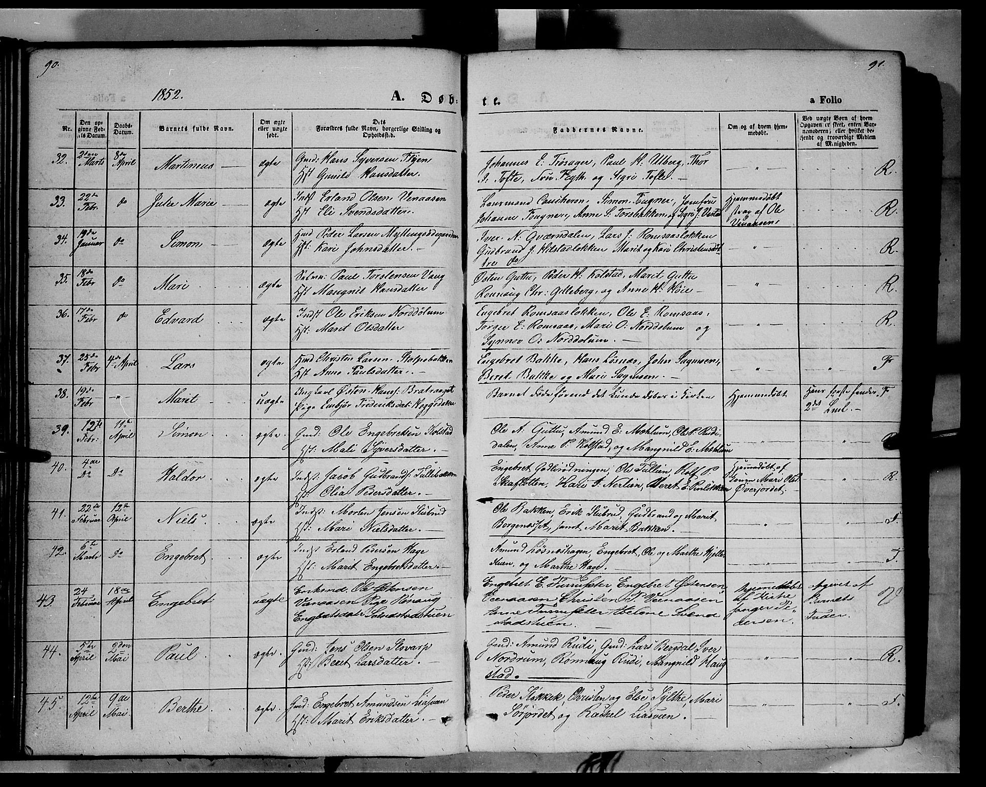 Ringebu prestekontor, AV/SAH-PREST-082/H/Ha/Haa/L0006: Parish register (official) no. 6, 1848-1859, p. 90-91