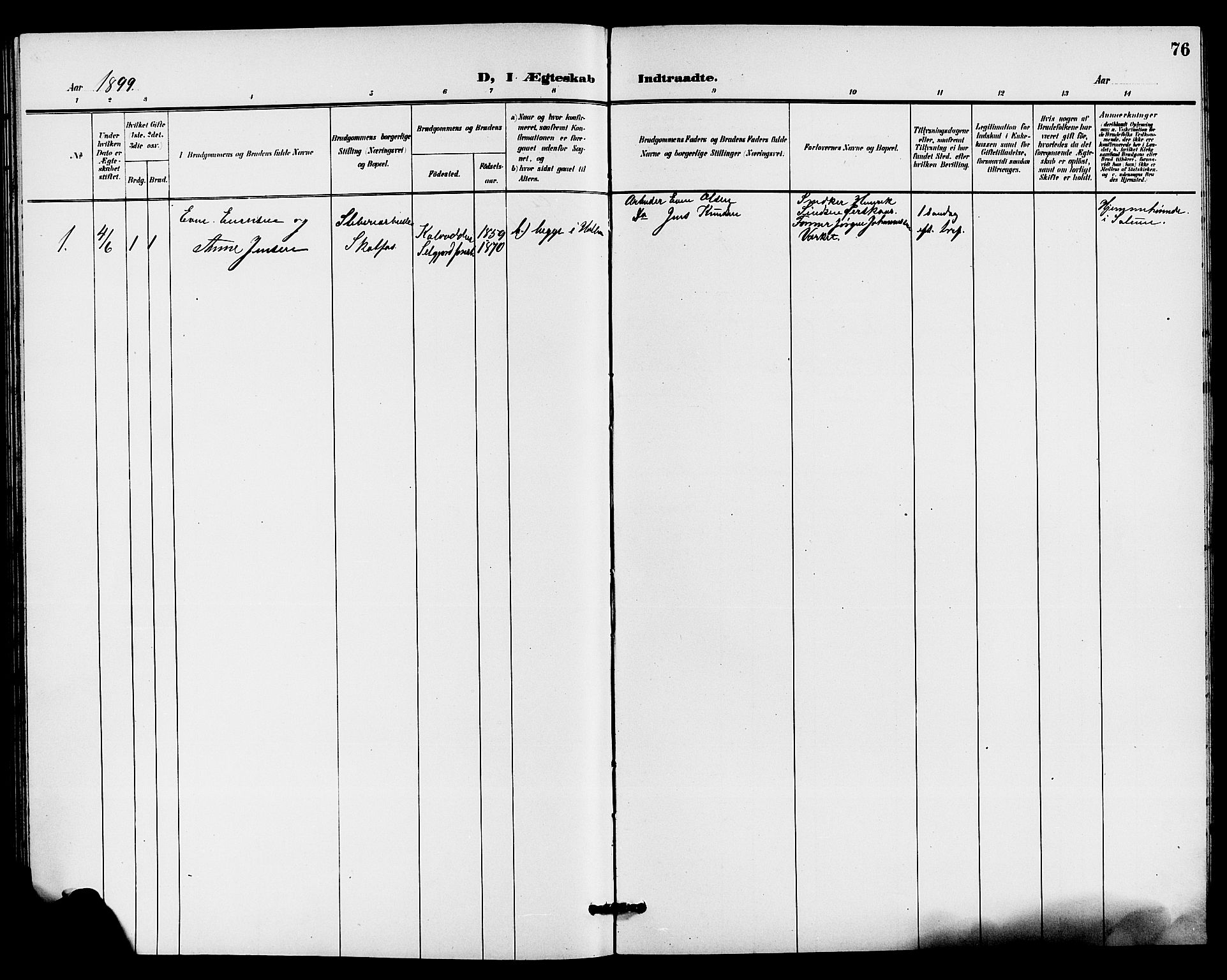 Holla kirkebøker, SAKO/A-272/G/Gb/L0002: Parish register (copy) no. II 2, 1897-1913, p. 76