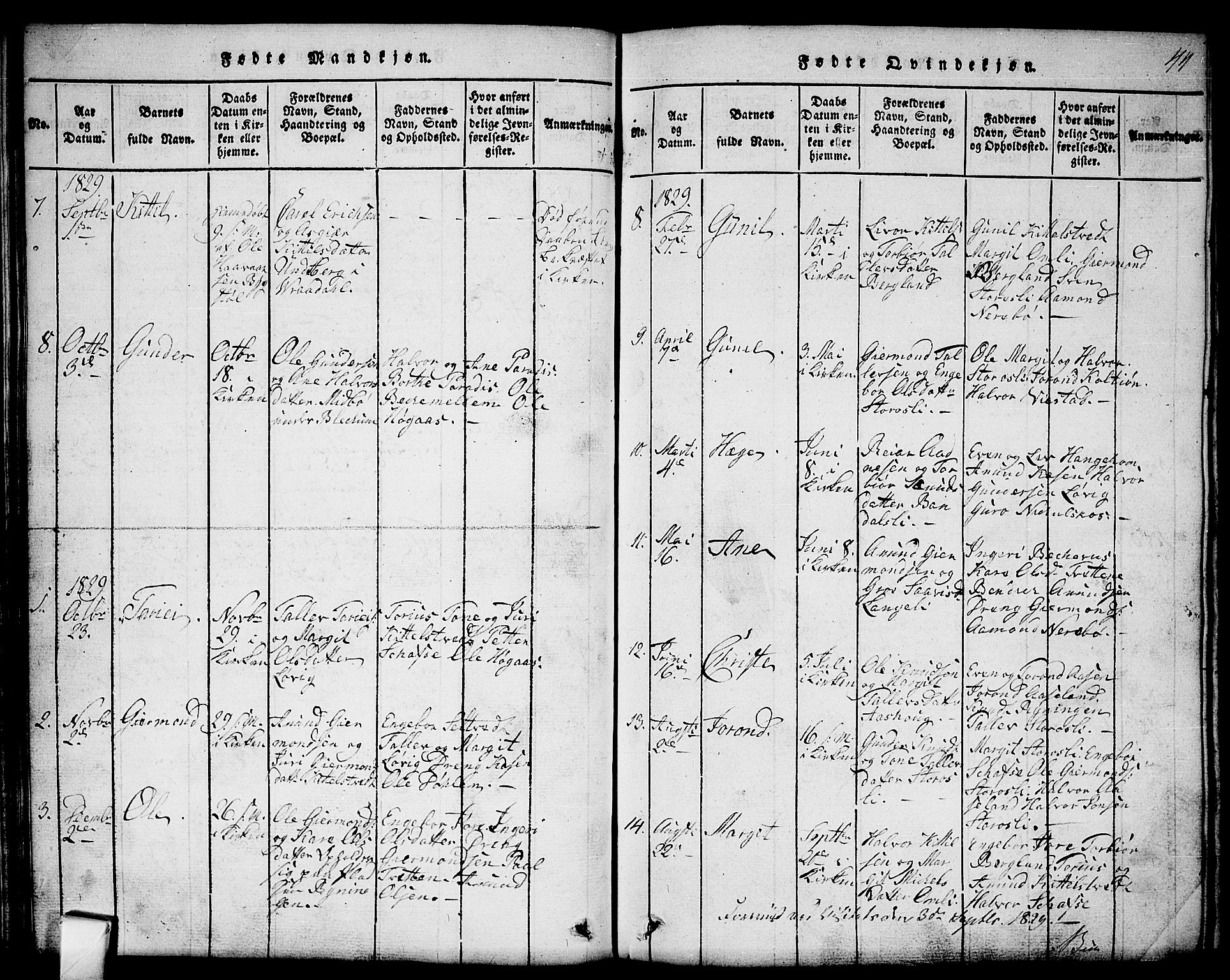 Mo kirkebøker, SAKO/A-286/G/Gb/L0001: Parish register (copy) no. II 1, 1814-1843, p. 44