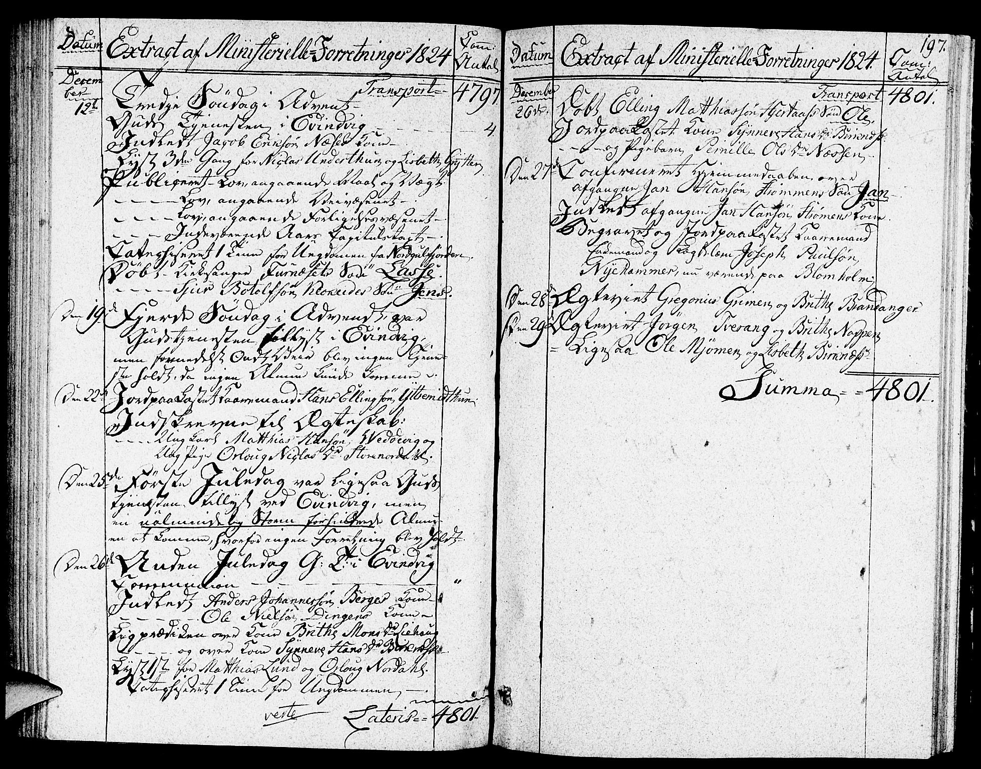 Gulen sokneprestembete, AV/SAB-A-80201/H/Haa/Haaa/L0017: Parish register (official) no. A 17, 1809-1825, p. 197