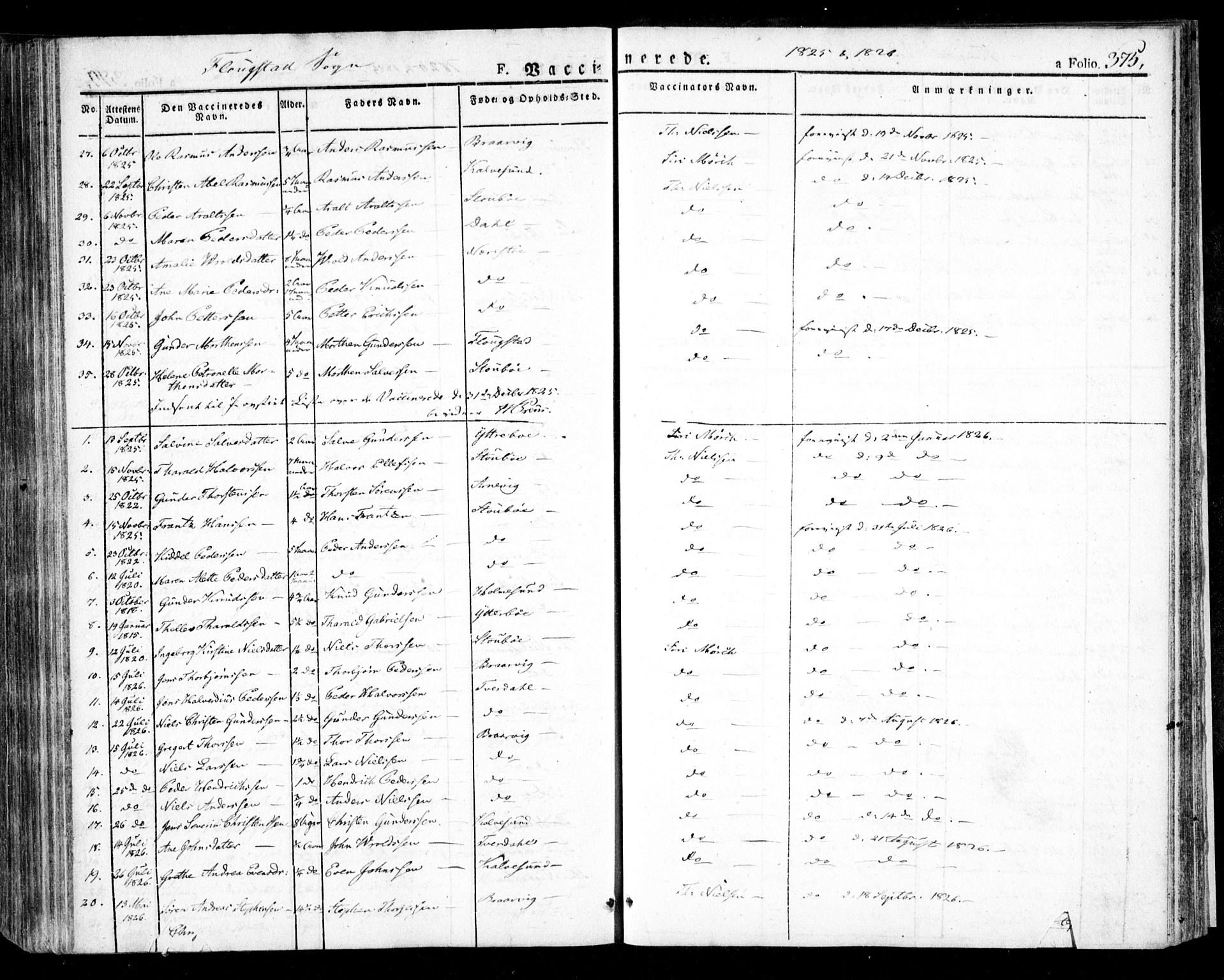 Dypvåg sokneprestkontor, AV/SAK-1111-0007/F/Fa/Faa/L0004: Parish register (official) no. A 4, 1824-1840, p. 375