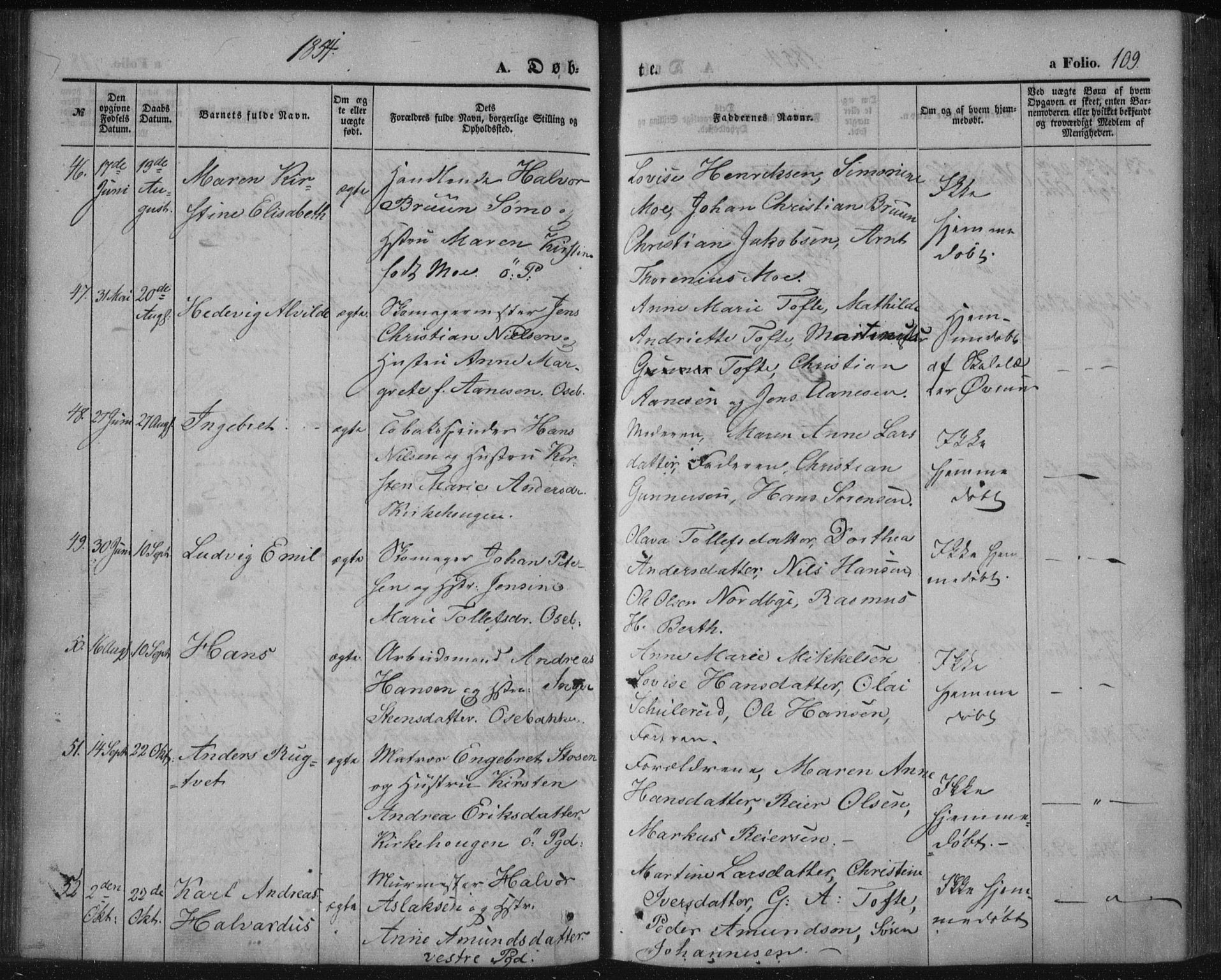 Porsgrunn kirkebøker , AV/SAKO-A-104/F/Fa/L0006: Parish register (official) no. 6, 1841-1857, p. 129