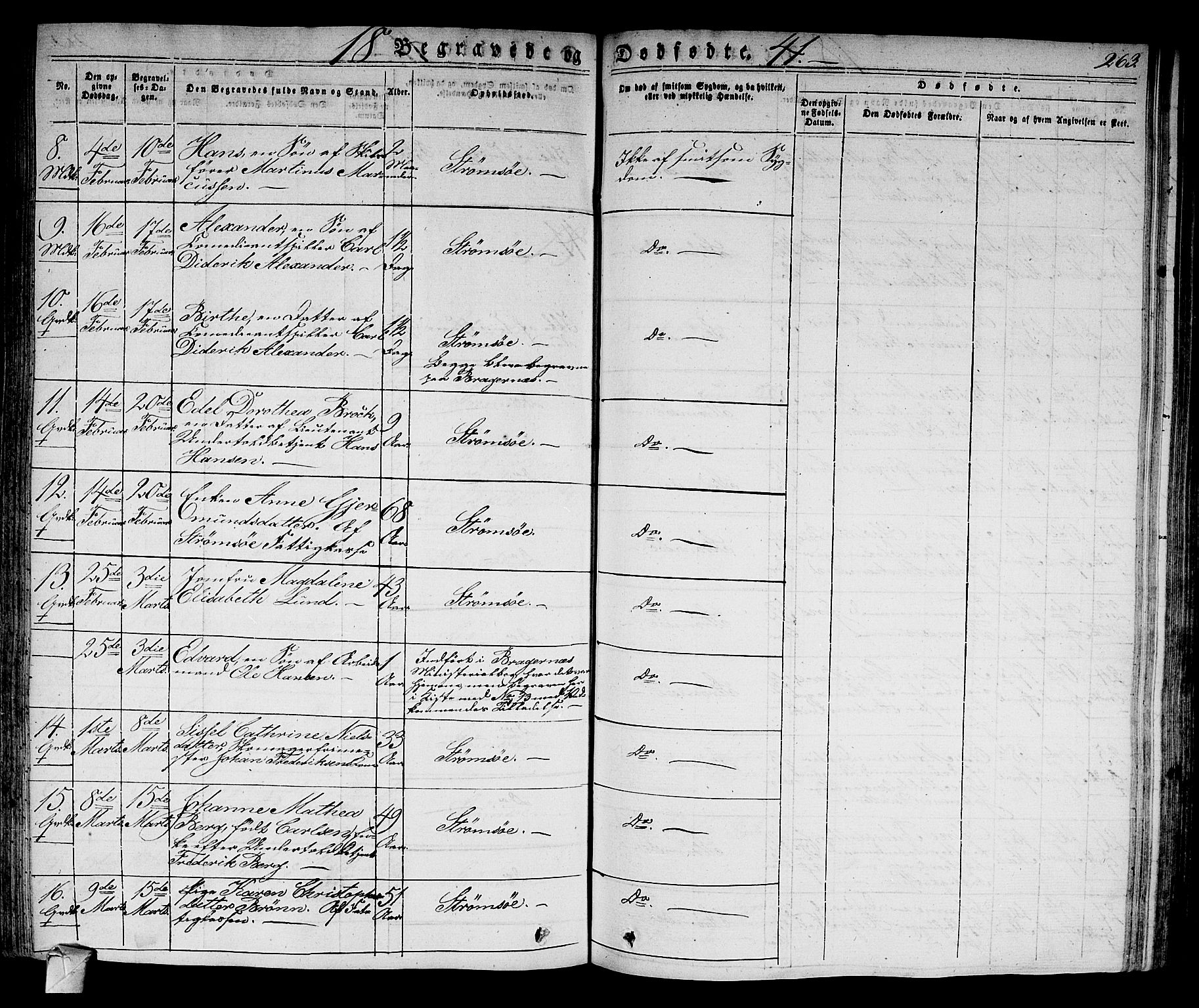 Strømsø kirkebøker, SAKO/A-246/F/Fa/L0012: Parish register (official) no. I 12, 1830-1847, p. 263