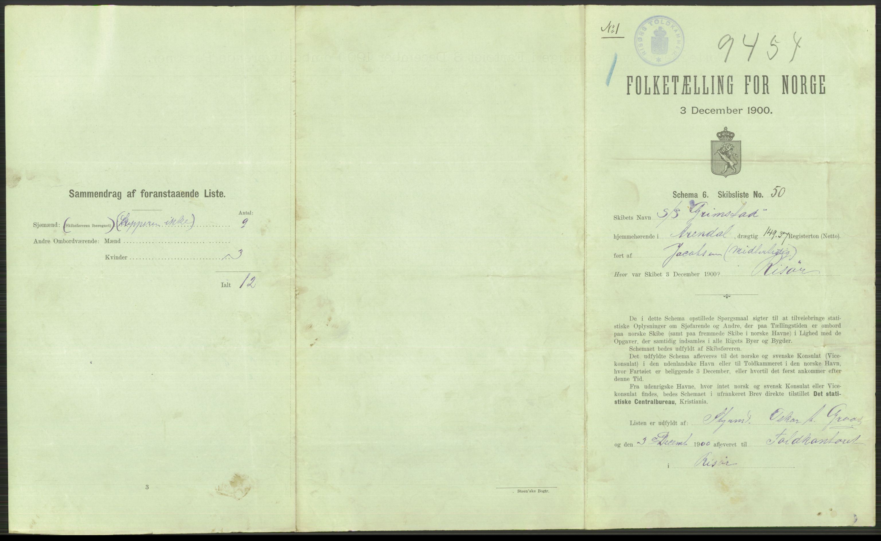 RA, 1900 Census - ship lists from ships in Norwegian harbours, harbours abroad and at sea, 1900, p. 645