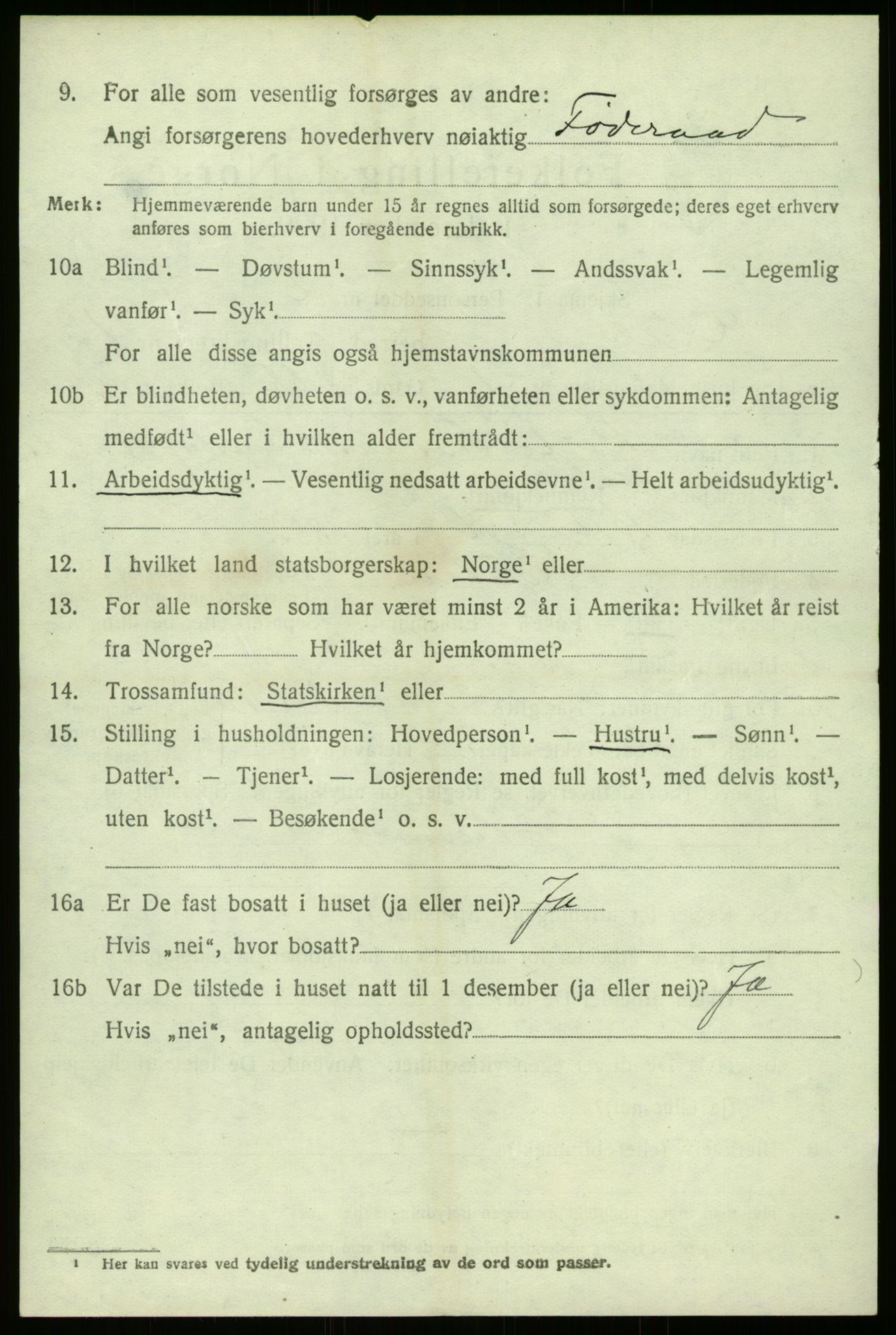 SAB, 1920 census for Gulen, 1920, p. 6194