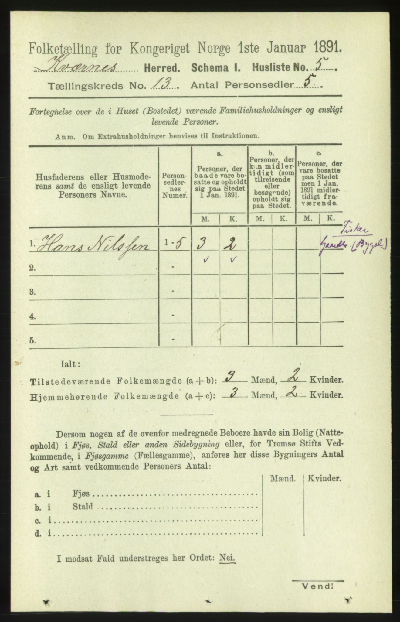 RA, 1891 census for 1553 Kvernes, 1891, p. 5389