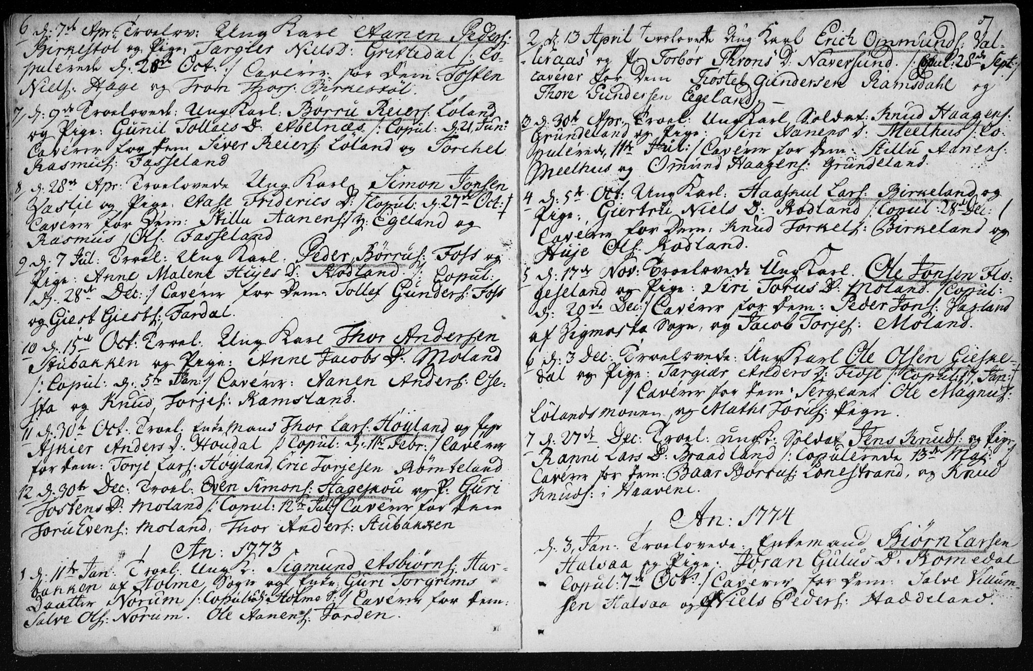 Sør-Audnedal sokneprestkontor, SAK/1111-0039/F/Fa/Fab/L0003: Parish register (official) no. A 3, 1766-1828, p. 7
