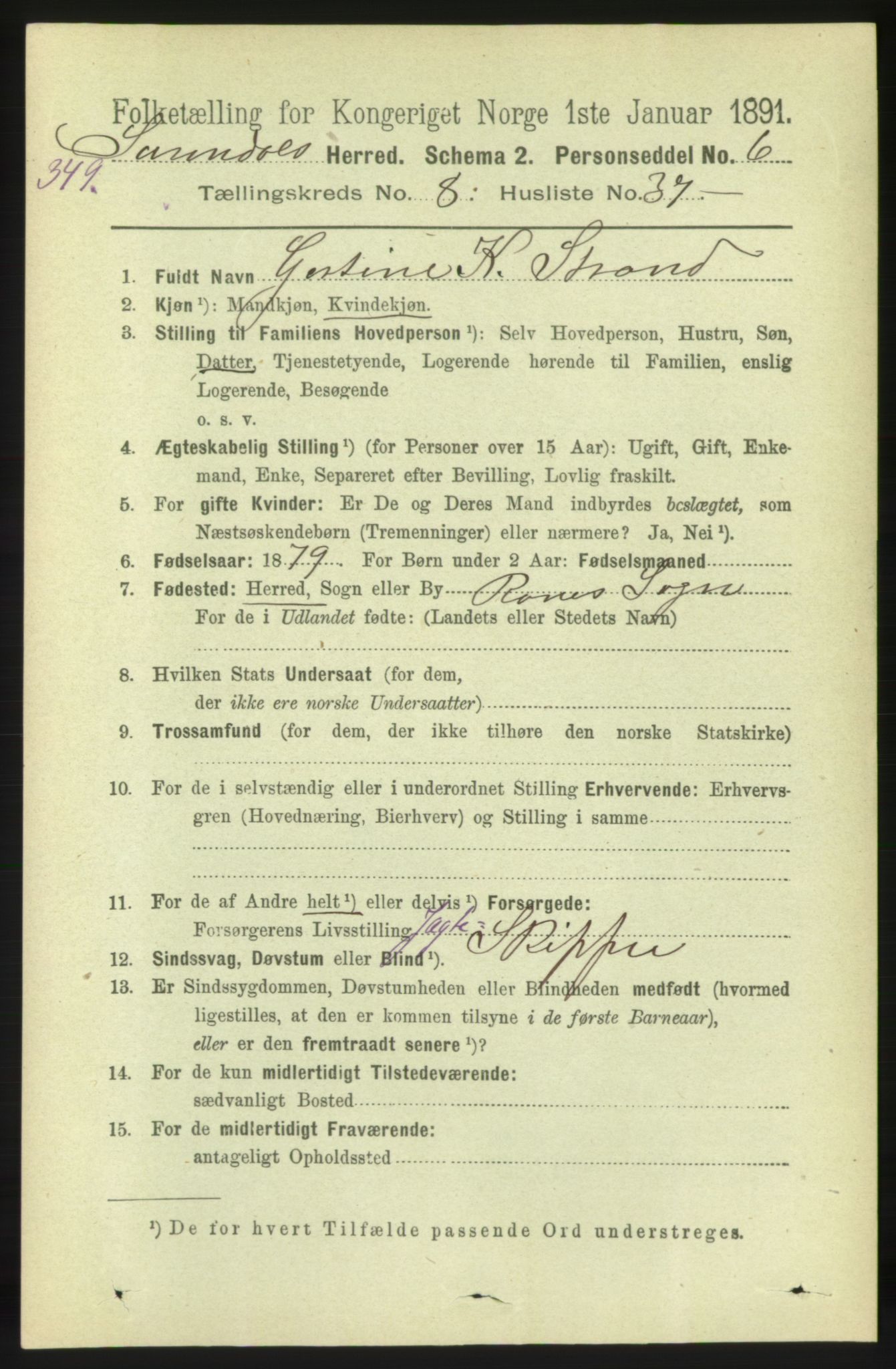 RA, 1891 census for 1566 Surnadal, 1891, p. 2310