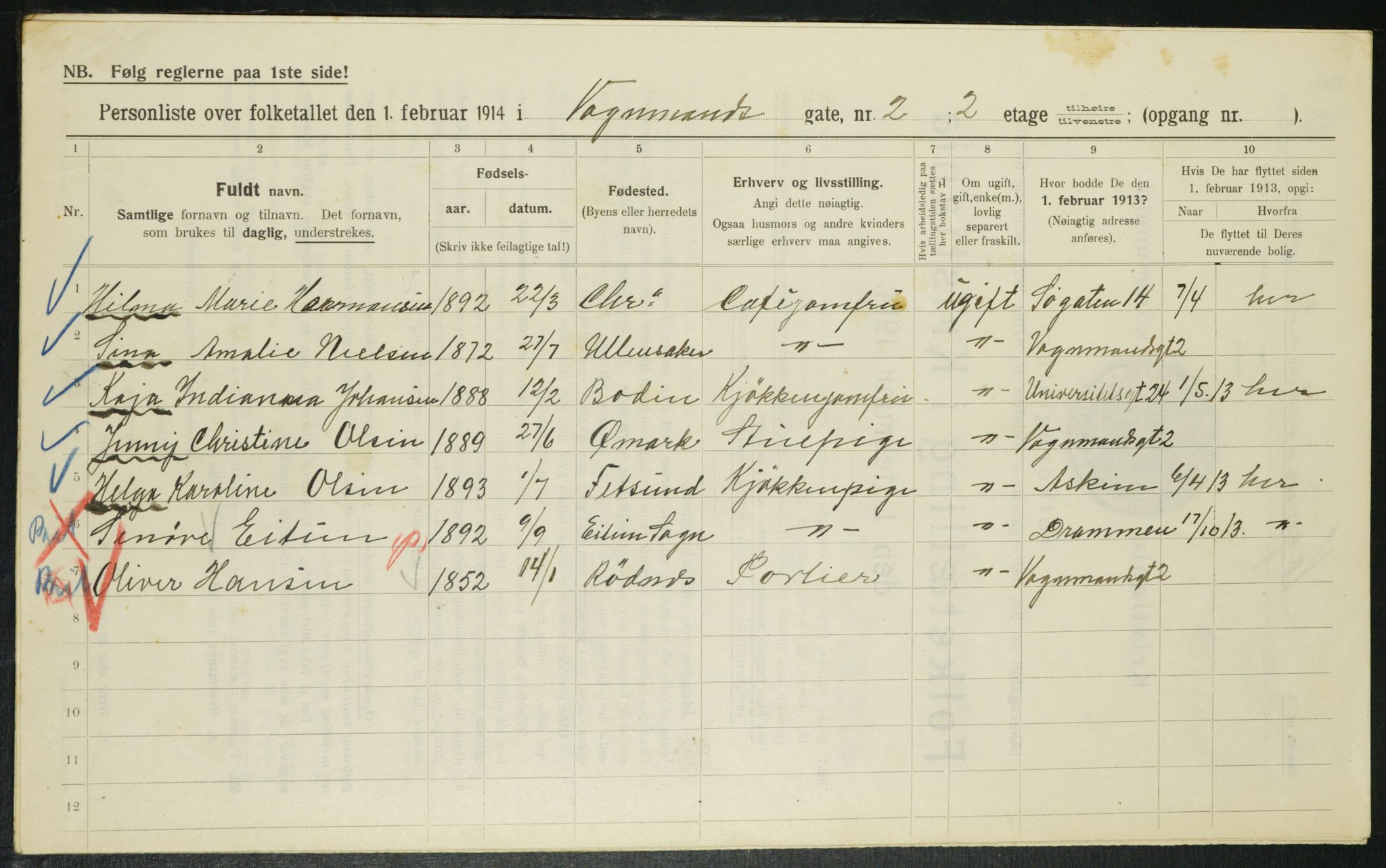 OBA, Municipal Census 1914 for Kristiania, 1914, p. 125152