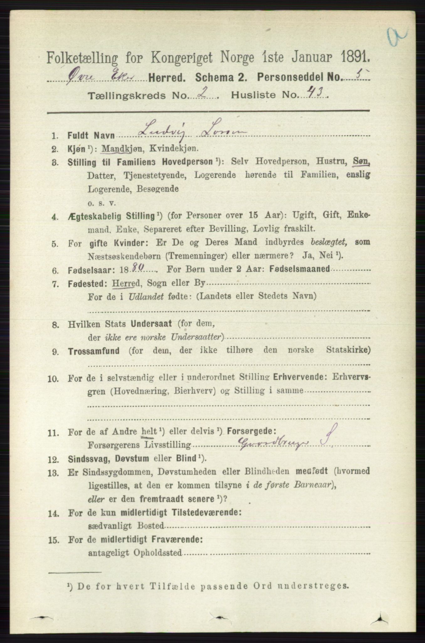 RA, 1891 census for 0624 Øvre Eiker, 1891, p. 786