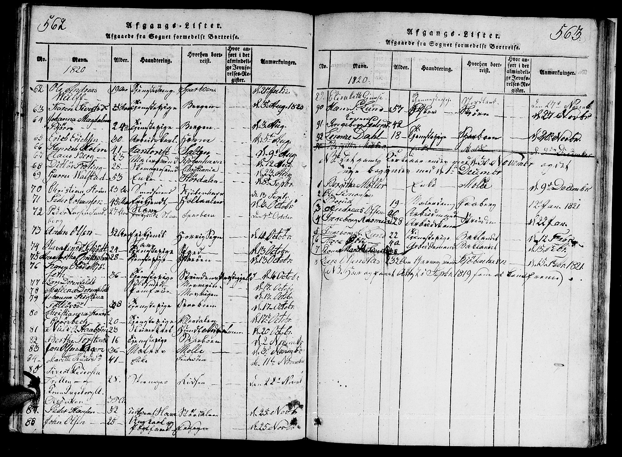 Ministerialprotokoller, klokkerbøker og fødselsregistre - Sør-Trøndelag, SAT/A-1456/601/L0043: Parish register (official) no. 601A11, 1815-1821, p. 562-563