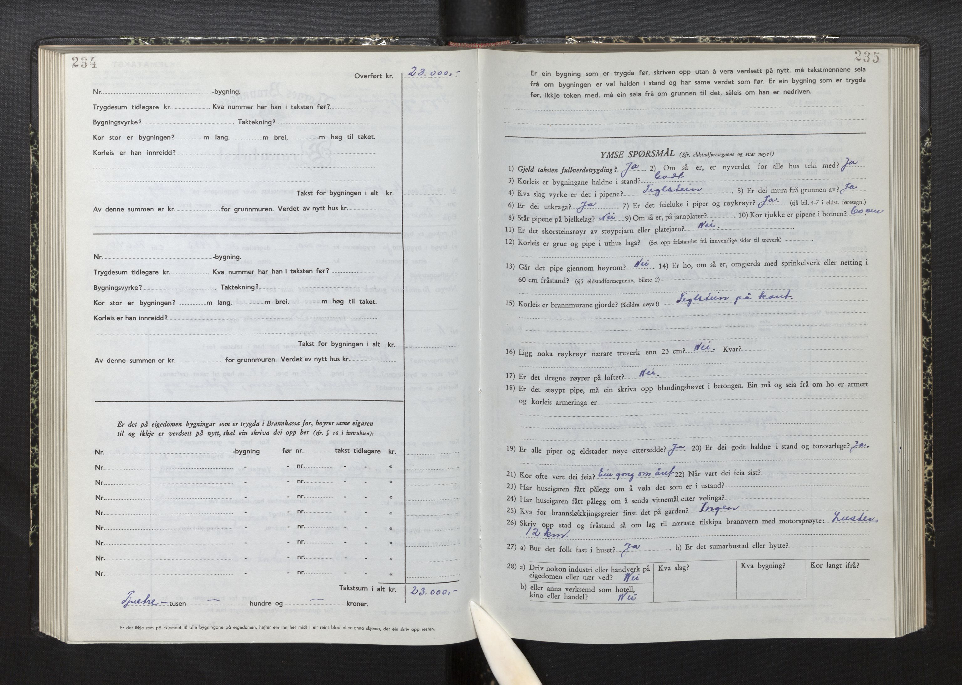 Lensmannen i Luster, AV/SAB-A-29301/0012/L0008: Branntakstprotokoll, skjematakst, 1949-1955, p. 234-235